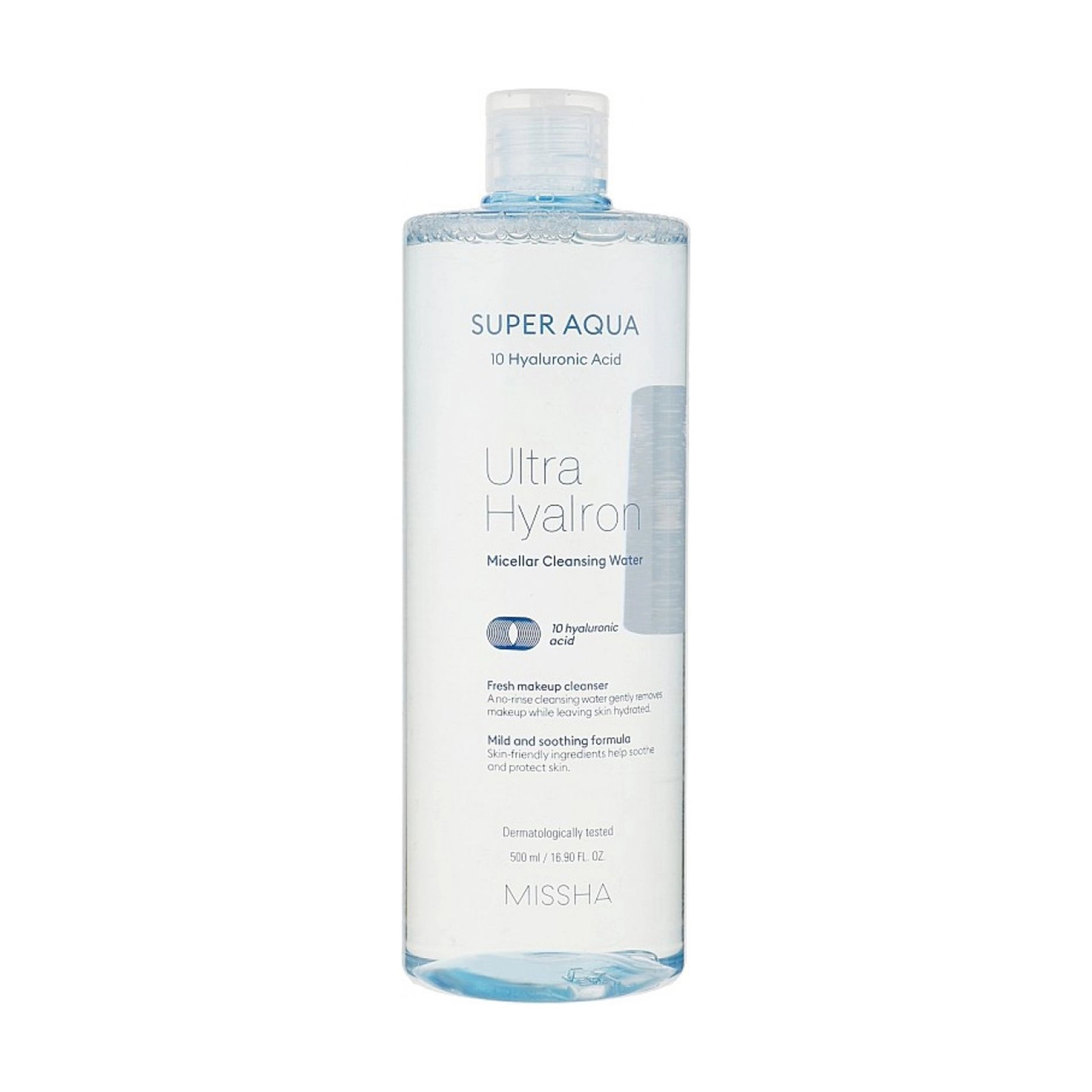 Missha Зволожувальна міцелярна вода для обличчя Super Aqua Ultra Hyalon Micellar Cleansing Water, 500 мл - фото N1