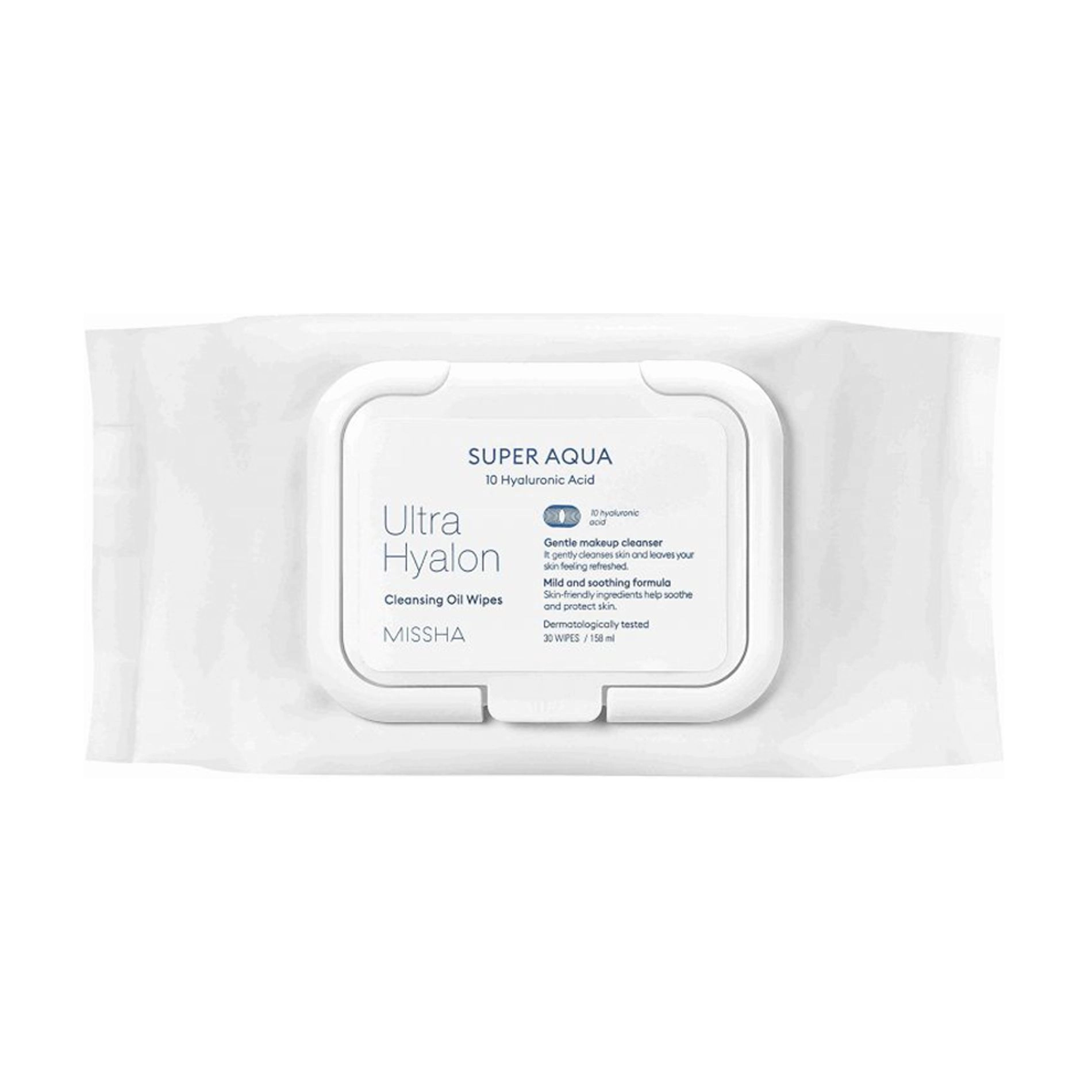 Missha Очищувальні серветки для обличчя Super Aqua Ultra Hyalron Cleansing Oil Wipes з маслами та гіалуроновою кислотою, 30 шт - фото N1