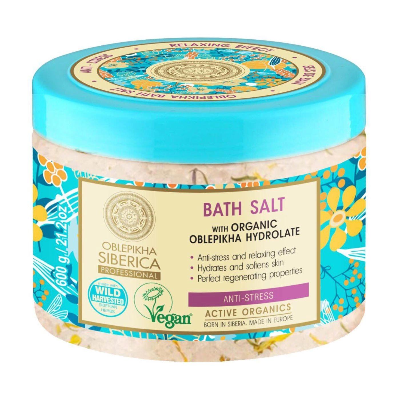 Соль для ванны антистрессовая - NATURA SIBERICA Oblepikha Siberica Professional Bath Salt, 600 г - фото N1