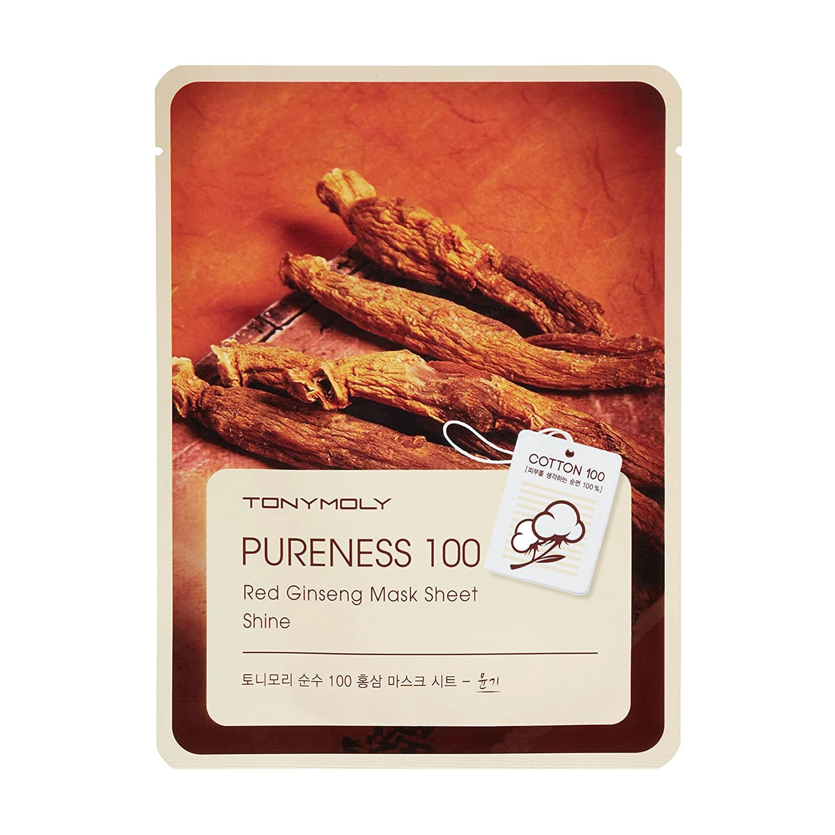 Tony Moly Тканинна маска для обличчя Pureness 100 Red Ginseng Mask Sheet з екстрактом червоного женьшеню, 21 мл - фото N1