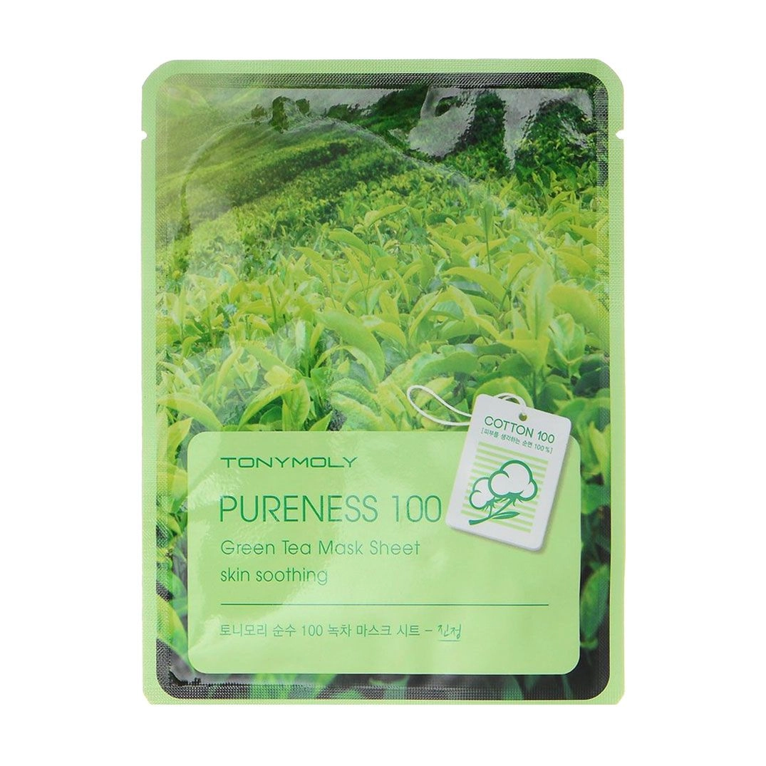 Tony Moly Тканинна маска для обличчя Pureness 100 Green Tea Mask Sheet з екстрактом зеленого чаю, 21 мл - фото N1
