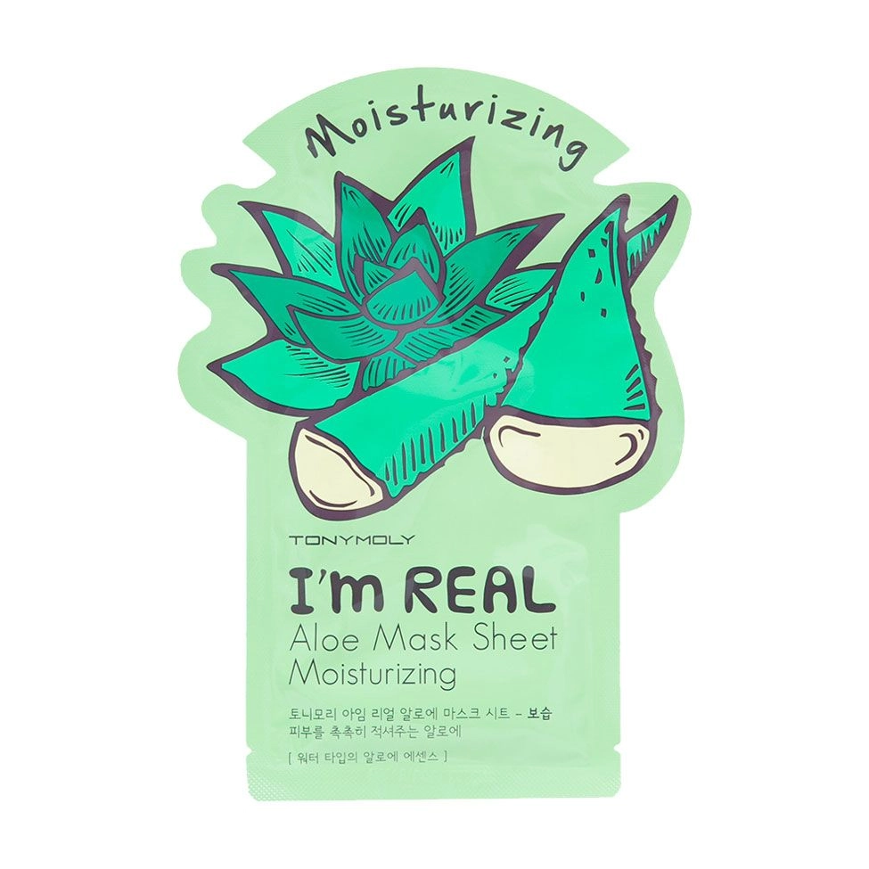 Tony Moly Тканинна маска для обличчя Im Real Aloe зволожувальна з екстрактом алое, 21 мл - фото N1