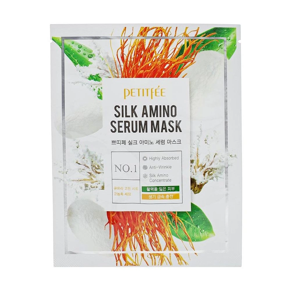 PETITFEE & KOELF Тканинна маска для обличчя Silk Amino Serum Mask з протеїнами шовку, 25 г - фото N1