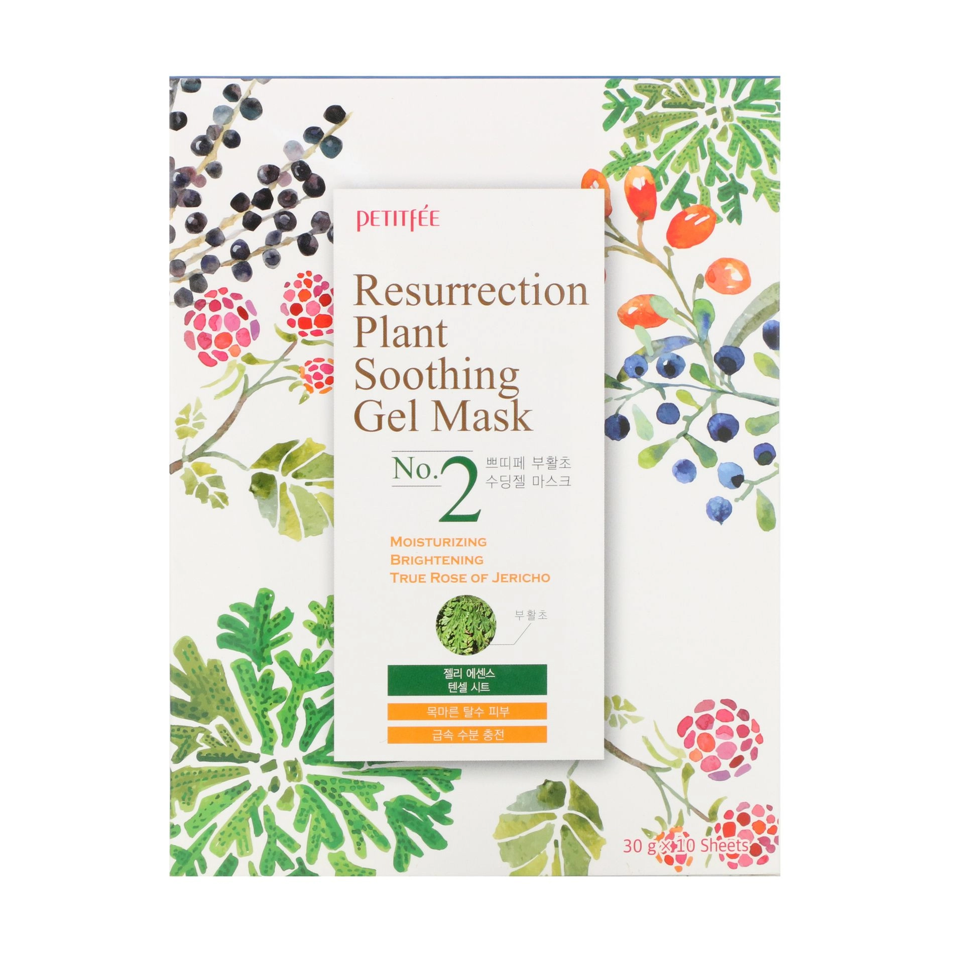 PETITFEE & KOELF Тканевая маска для лица Resurrection Plant Soothing Gel Mask увлажняющая, 10 шт*30 г - фото N1