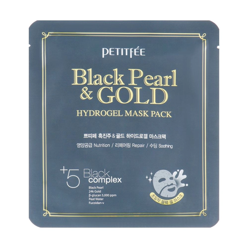 PETITFEE & KOELF Гідрогелева маска для обличчя з золотом і чорним перлами Black Pearl & Gold Hydrogel Mask Pack, 32 г - фото N1