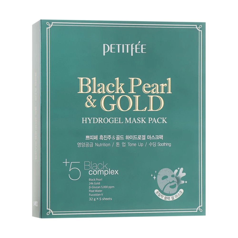PETITFEE & KOELF Гідрогелева маска для обличчя з золотом і чорним перлами Black Pearl & Gold Hydrogel Mask Pack, 5 шт - фото N1