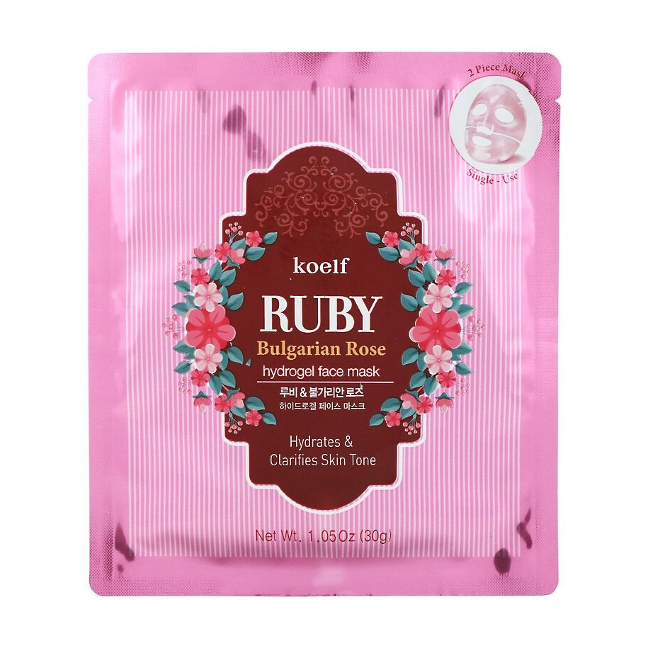 PETITFEE & KOELF Гідрогелева маска для обличчя Ruby Bulgarian Rose Hydro Gel Mask з рубіном та болгарьскою трояндою, 5*30 г - фото N2