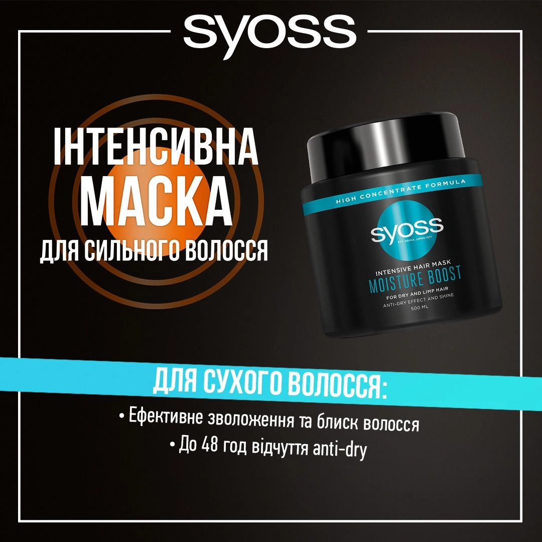 SYOSS Интенсивная маска Moisture Boost, для сухих волос, 500 мл - фото N3