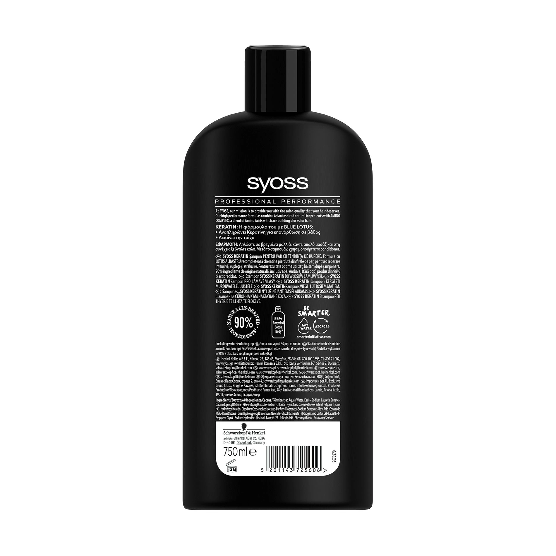 SYOSS Шампунь Keratin Shampoo для ломких волос, с голубым лотосом, 750 мл - фото N2