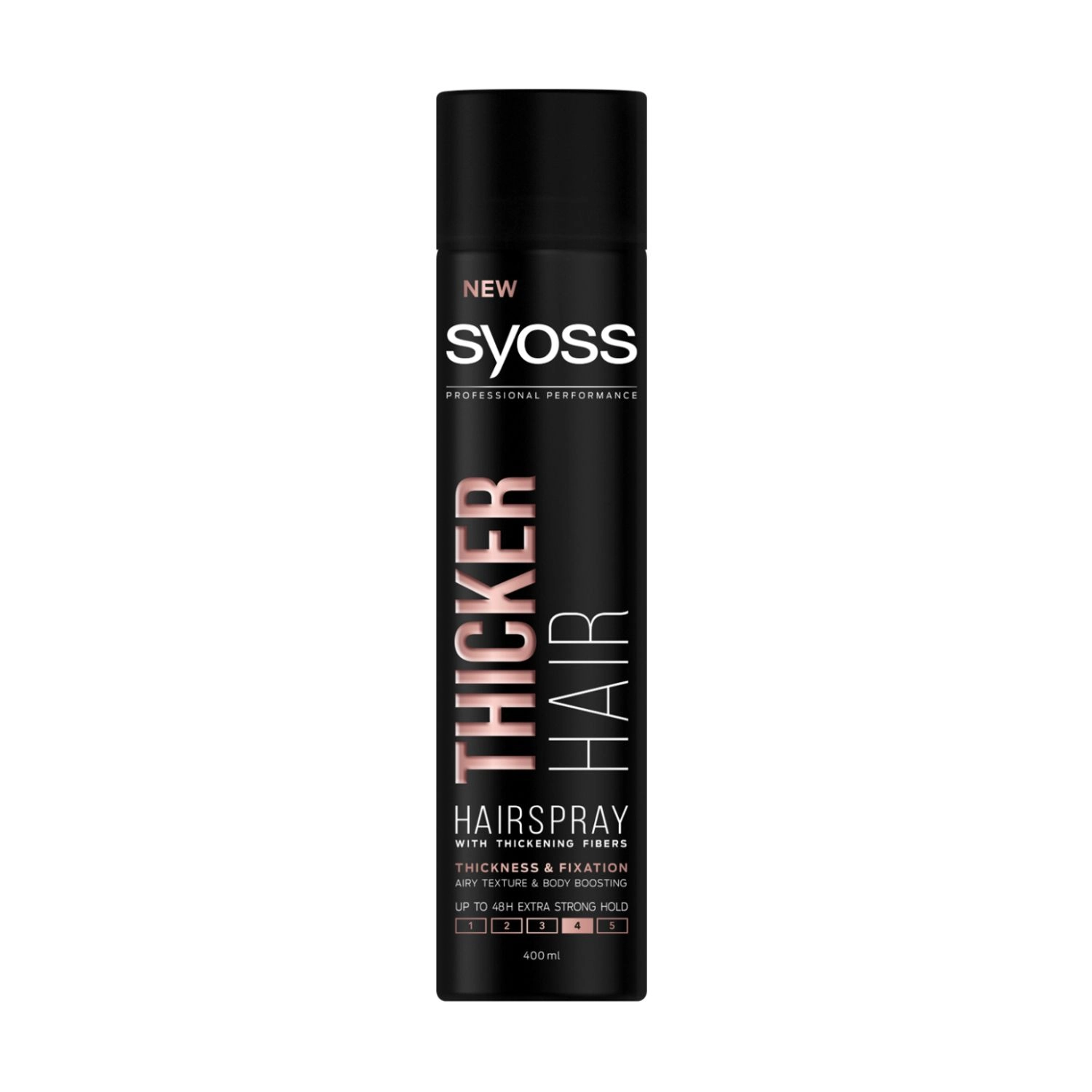 SYOSS Лак для волос Thicker Hair Hairspray с волокнами для утолщения, фиксация 4 (экстрасильная), 400 мл - фото N1