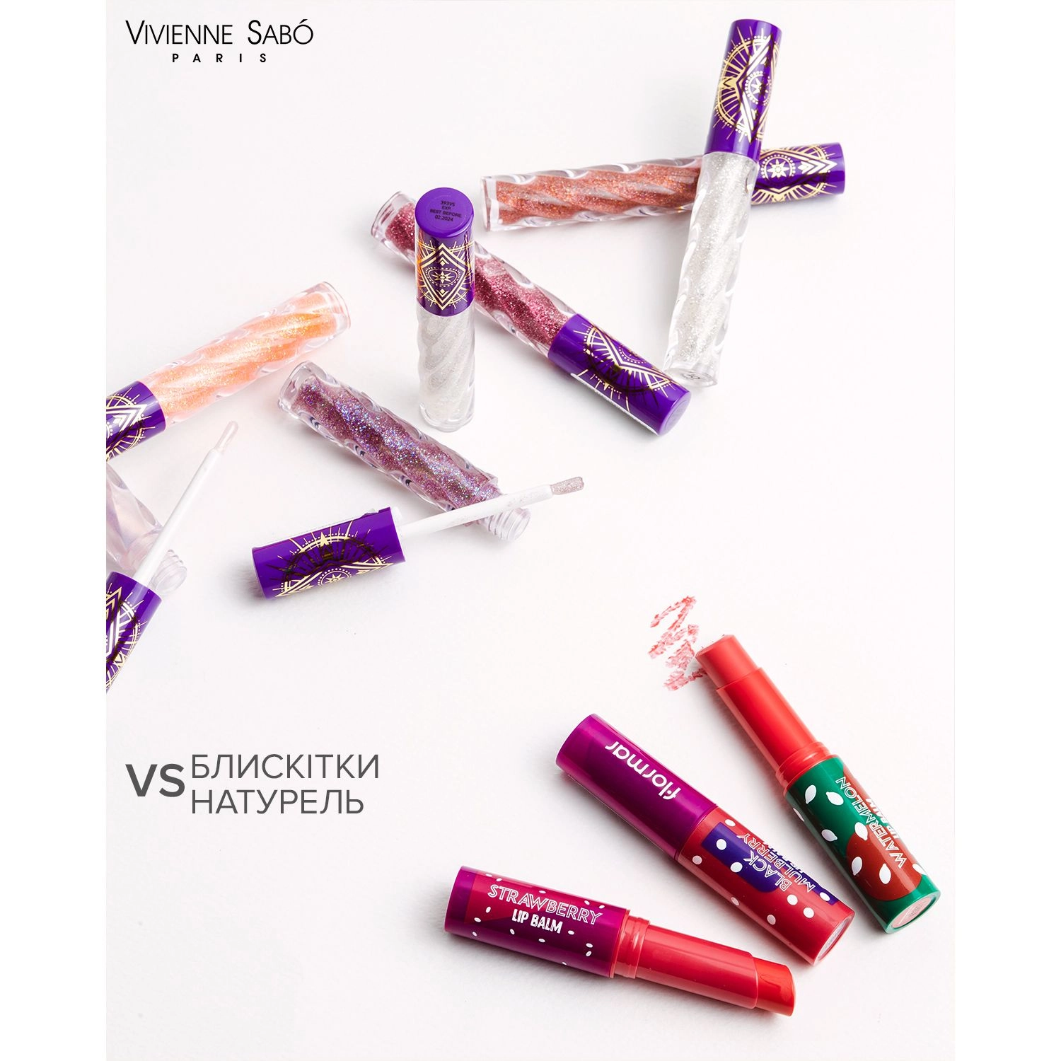 Vivienne Sabo Блиск для губ Lip Gloss a Levres Cristal 03 Прозорий з рожевим і срібним глітером, 3 мл - фото N8