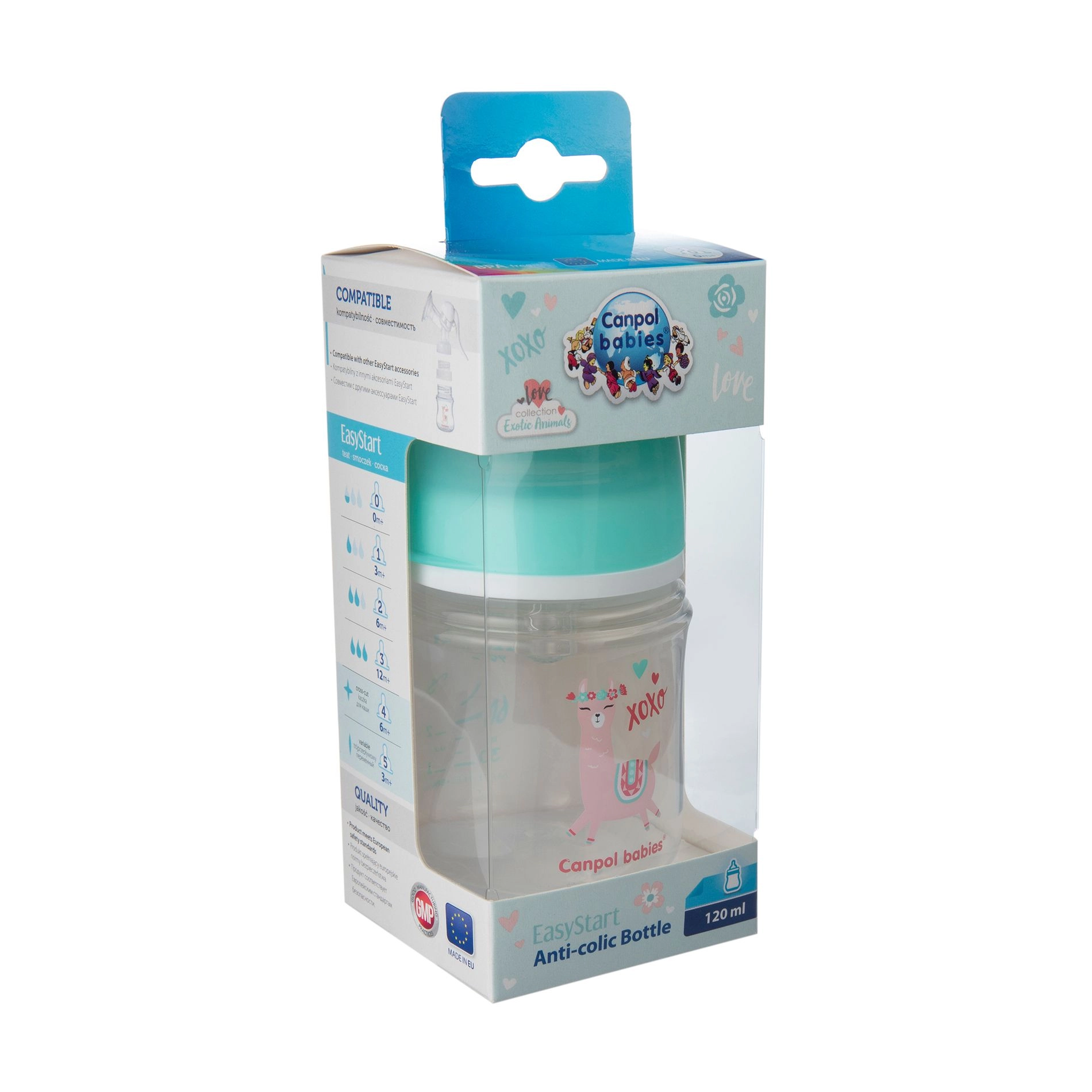 Canpol Babies Бутылка EasyStart-Toys с широким горлышком, антиколиковая, зеленый кузнечик, 120 мл - фото N2