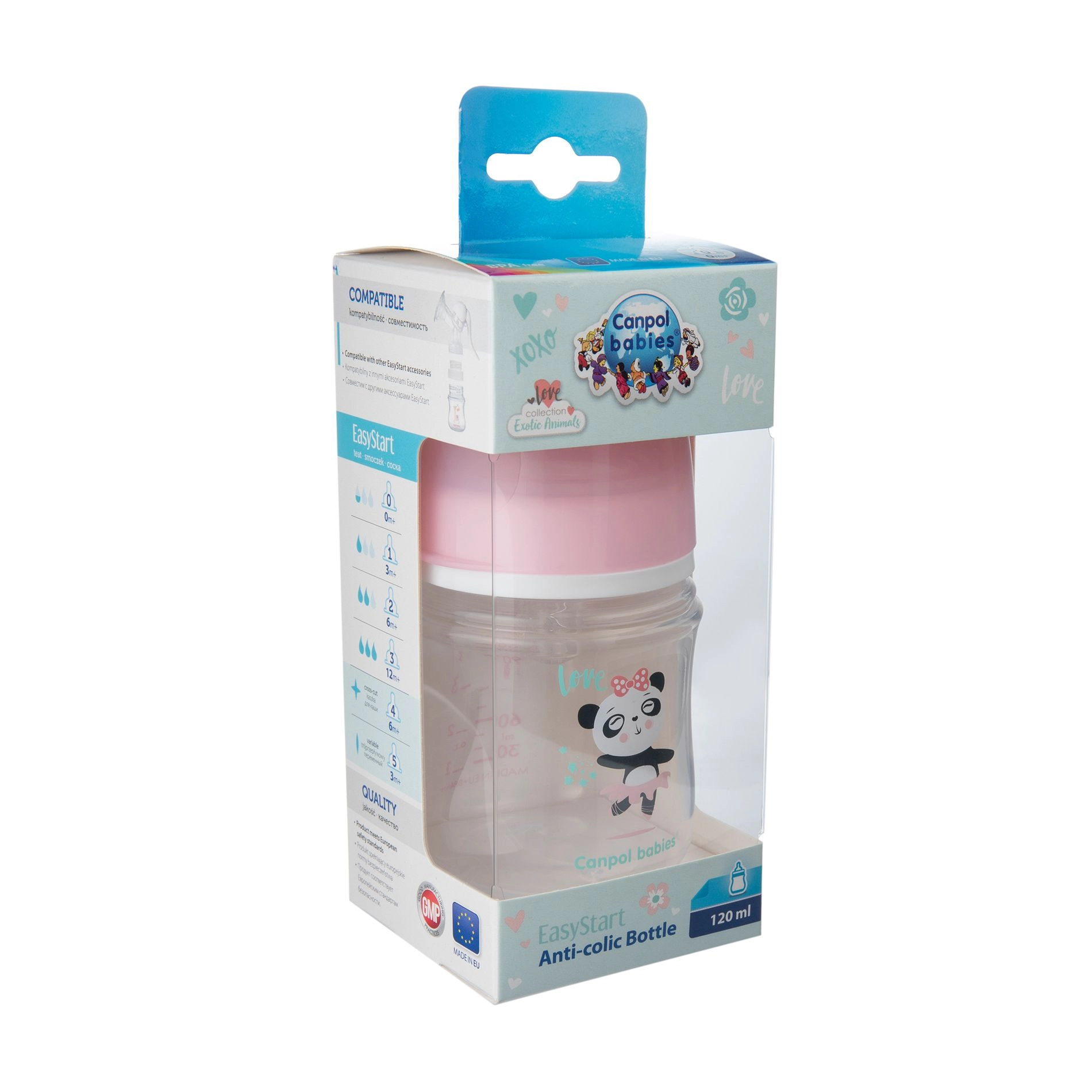 Canpol Babies Бутылка EasyStart-Toys с широким горлышком, антиколиковая, розовая кукла, 120 мл - фото N2