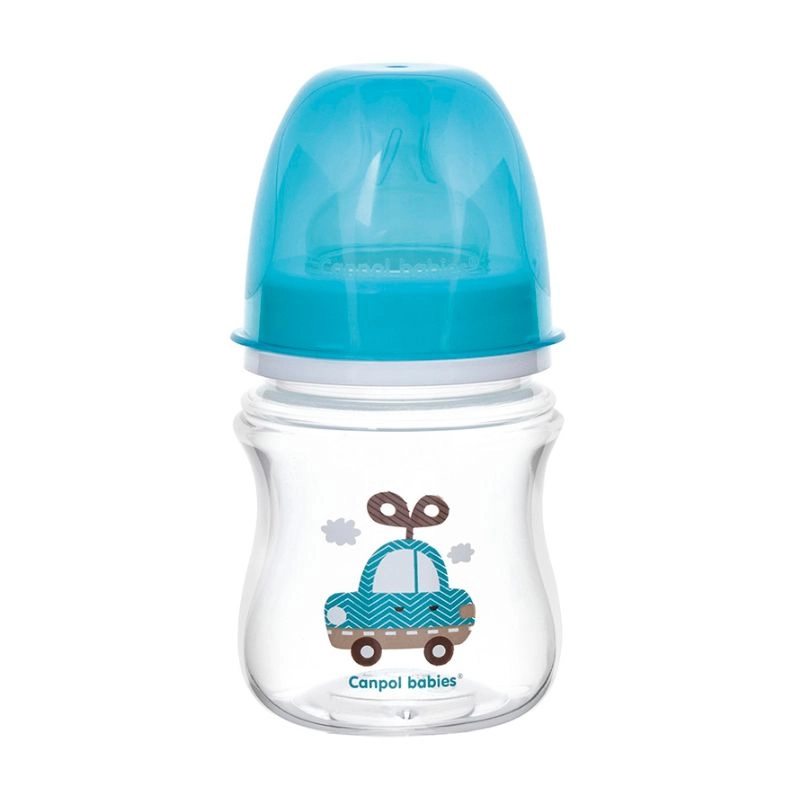 Canpol Babies Бутылка EasyStart-Toys с широким горлышком, антиколиковая, синяя машина, 120 мл - фото N1