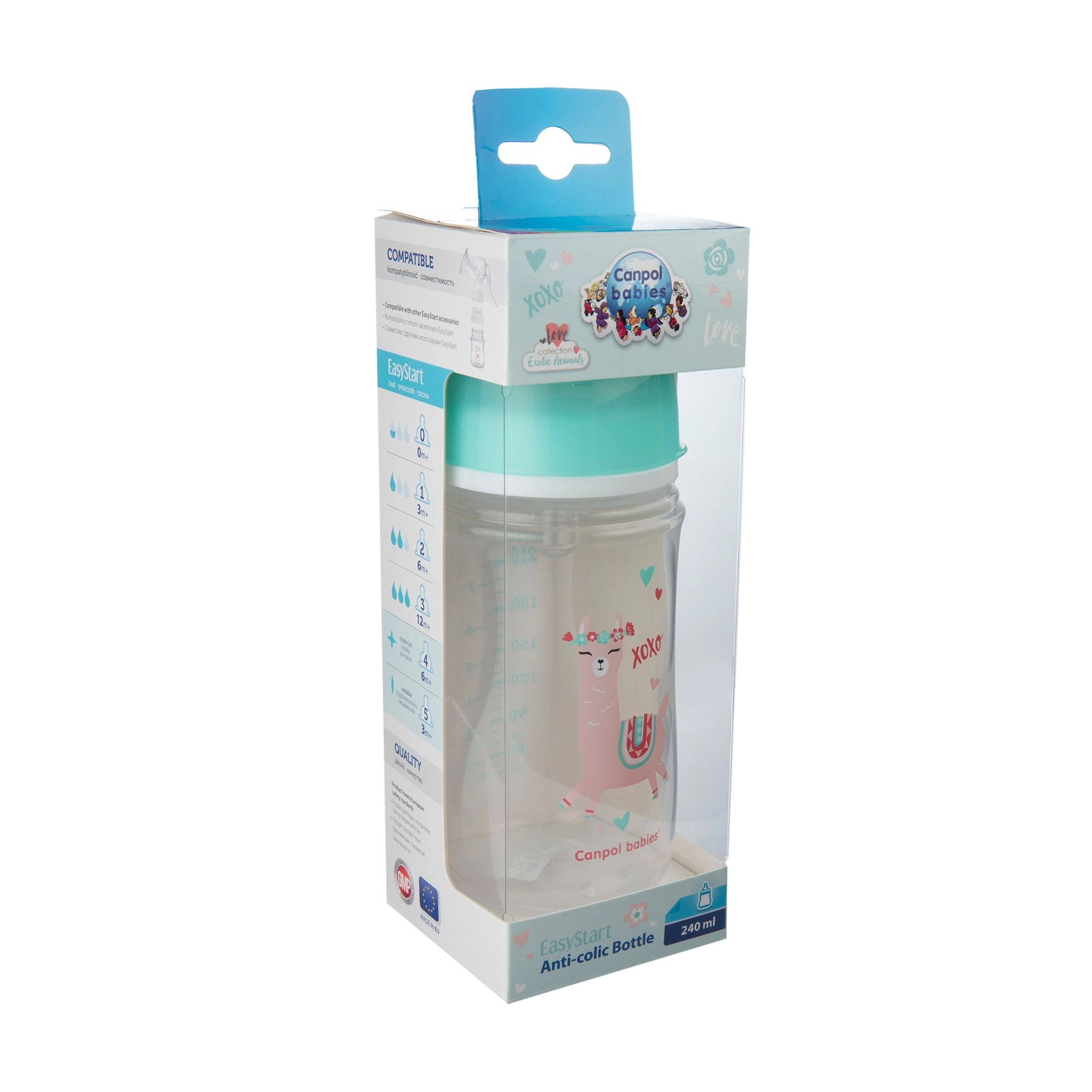 Canpol Babies Бутылка EasyStart-Toys с широким горлышком, антиколиковая, зеленый кузнечик, 240 мл - фото N2