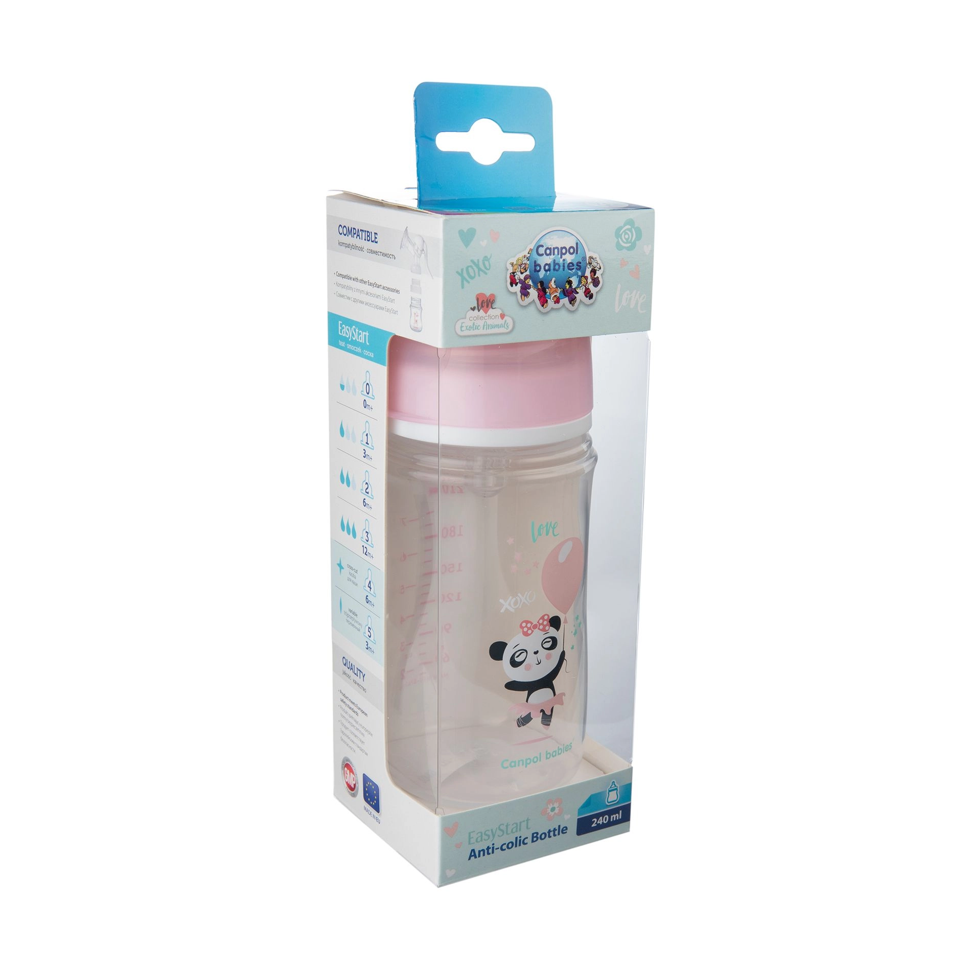 Canpol Babies Бутылка EasyStart-Toys с широким горлышком, антиколиковая, розовая кукла, 240 мл - фото N2