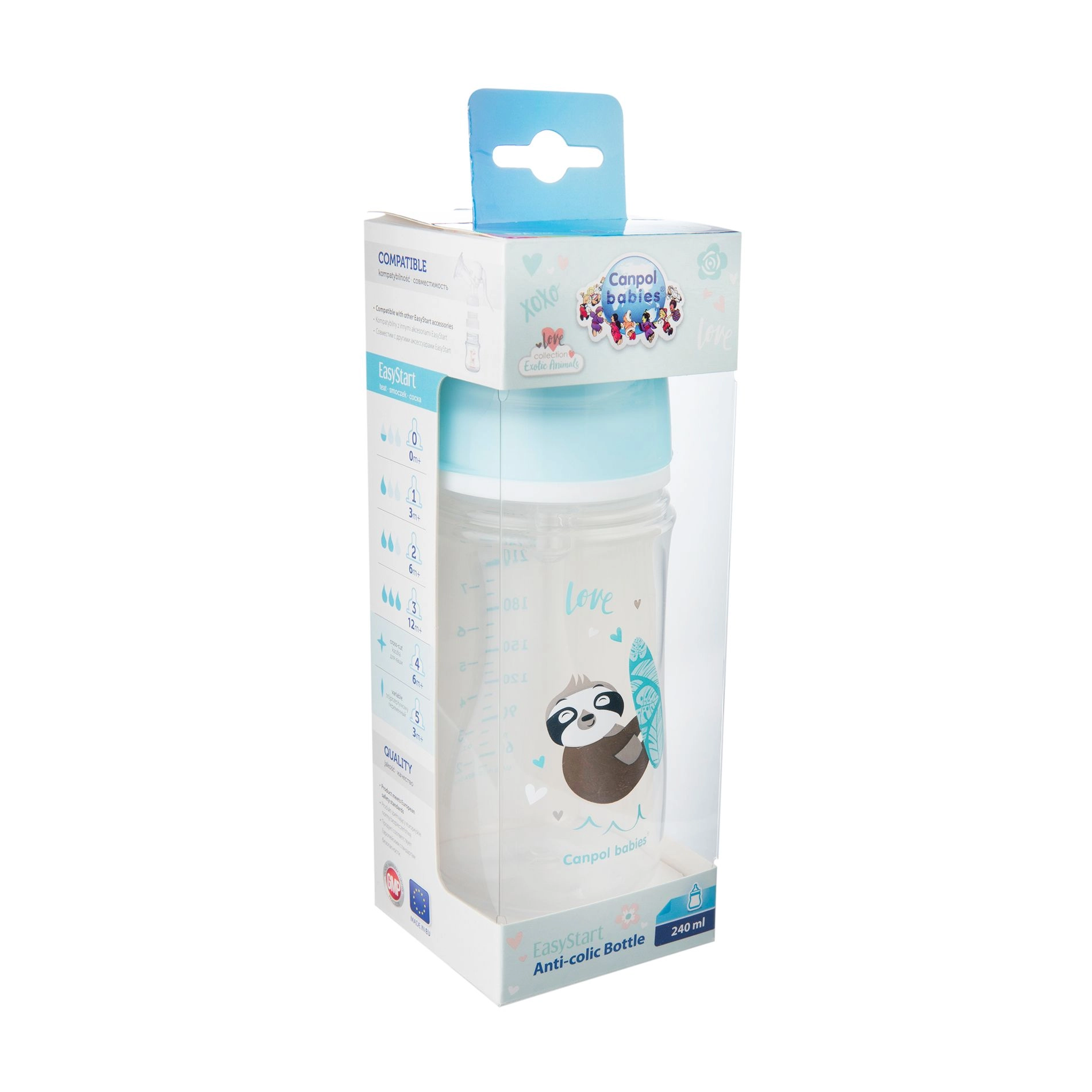 Canpol Babies Бутылка EasyStart-Toys с широким горлышком, антиколиковая, синяя машина, 240 мл - фото N2