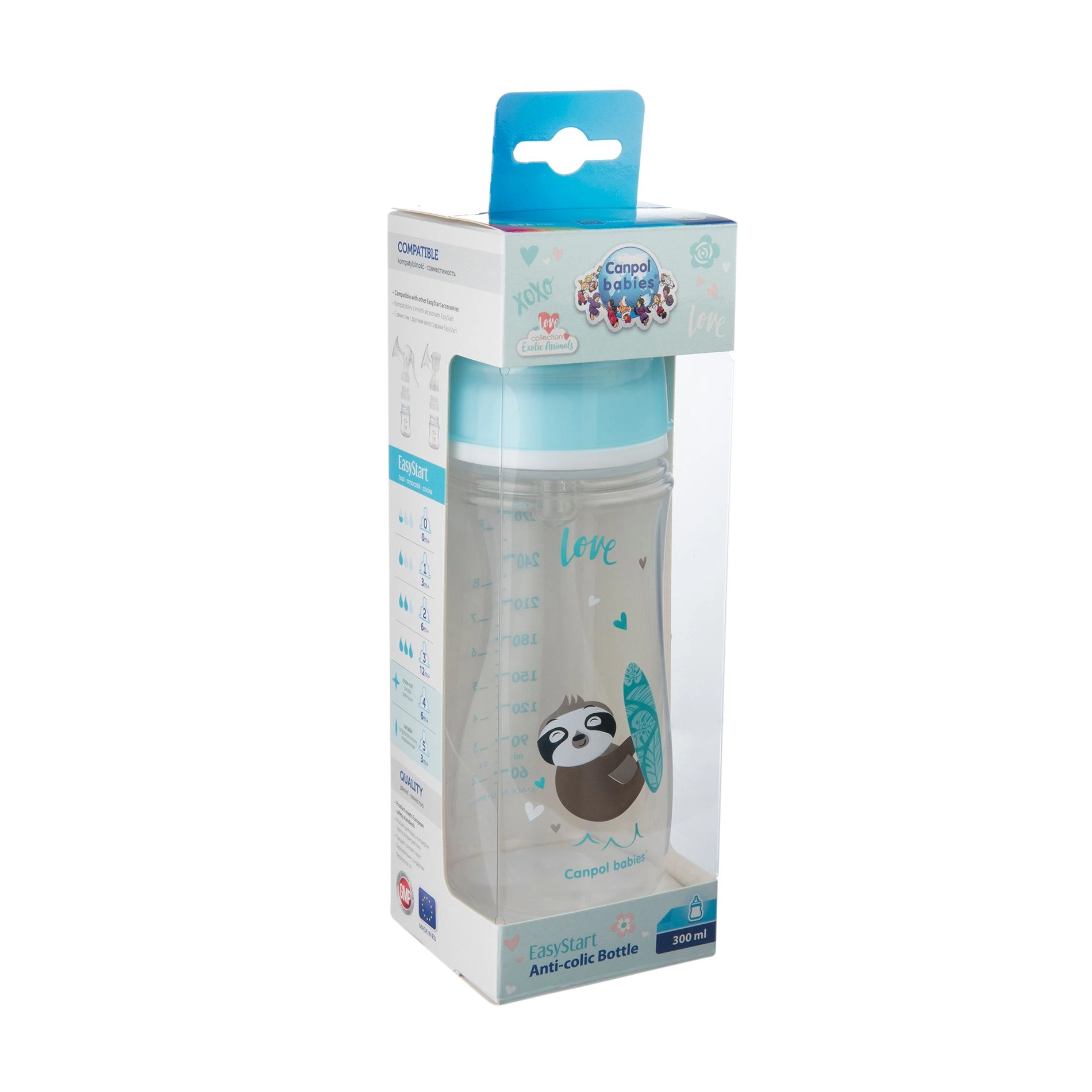 Canpol Babies Бутылка EasyStart-Toys с широким горлышком, антиколиковая, синяя машина, 300 мл - фото N2