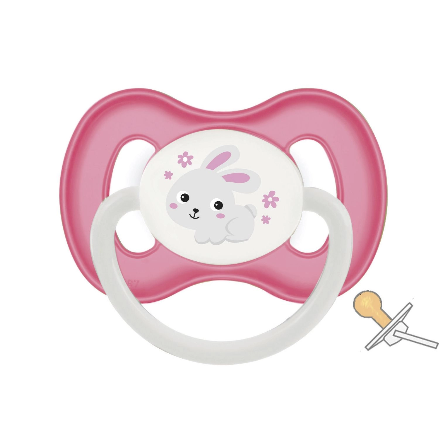 Canpol Babies Пустышка Bunny & Company латексная круглая 6-18 мес. розовая - фото N1