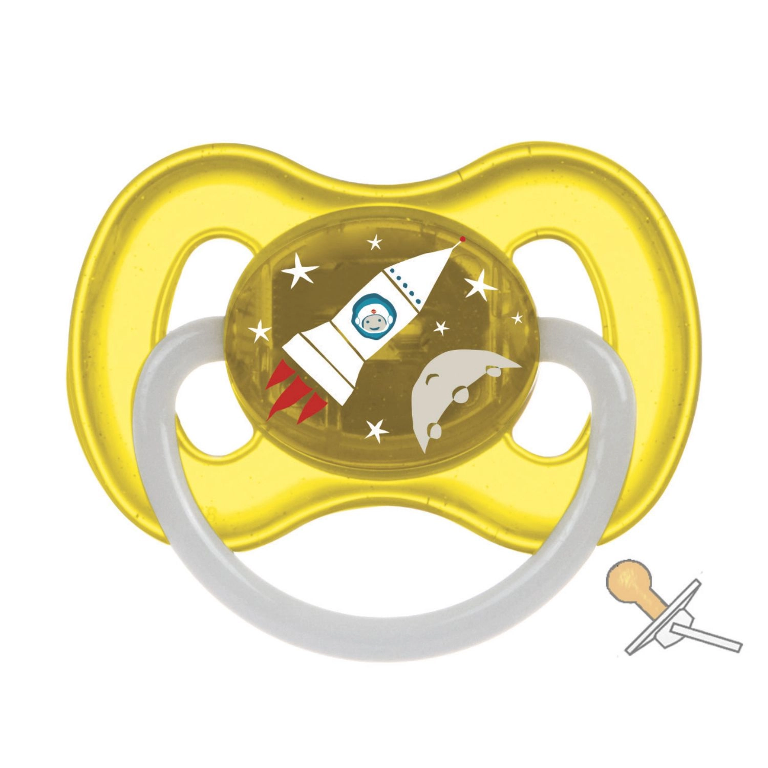 Canpol Babies Пустушка Space латексна кругла 6-18 міс. жовта - фото N1