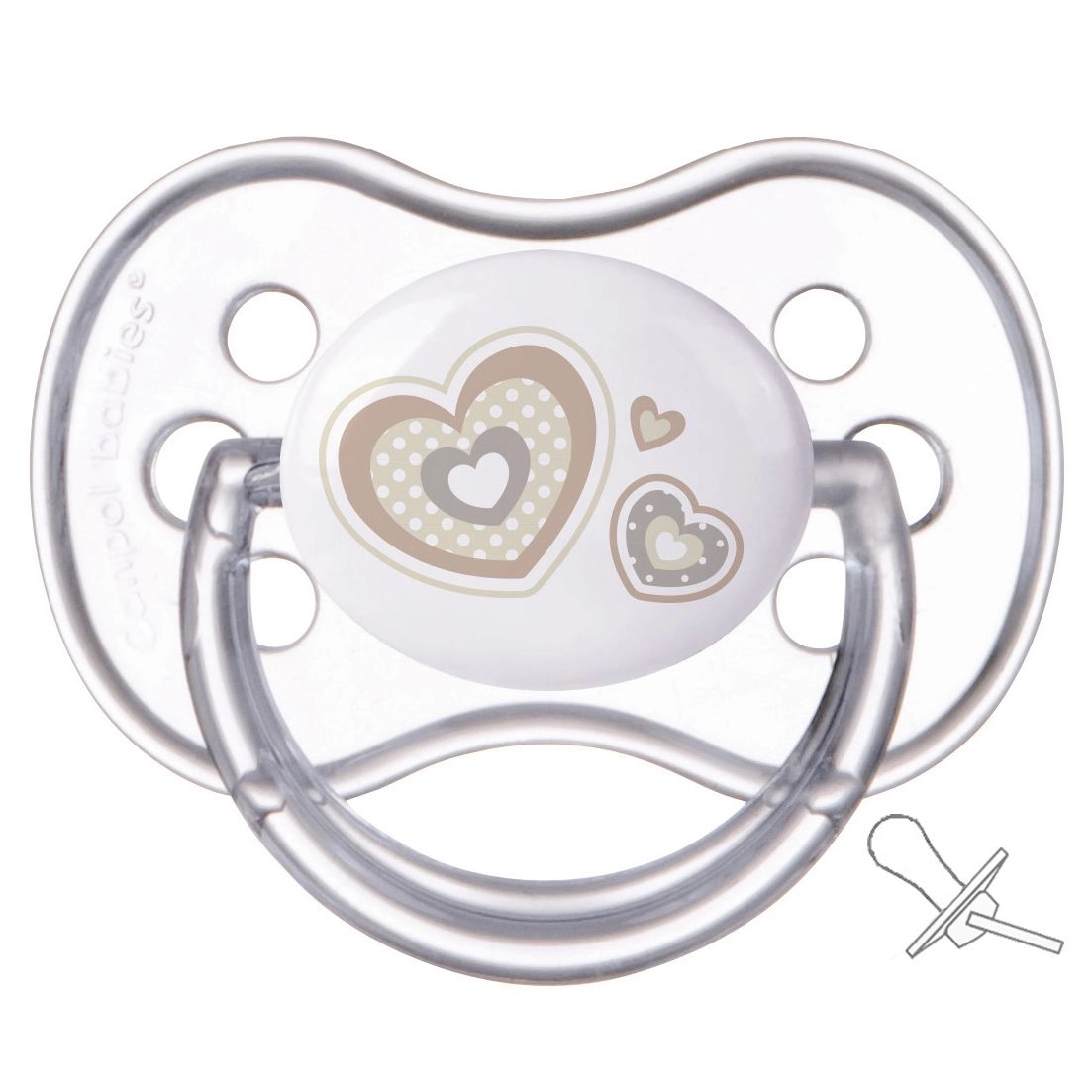 Canpol Babies Пустушка силіконова симетрична Newborn baby 18+ міс. бежві серця 1 шт - фото N1