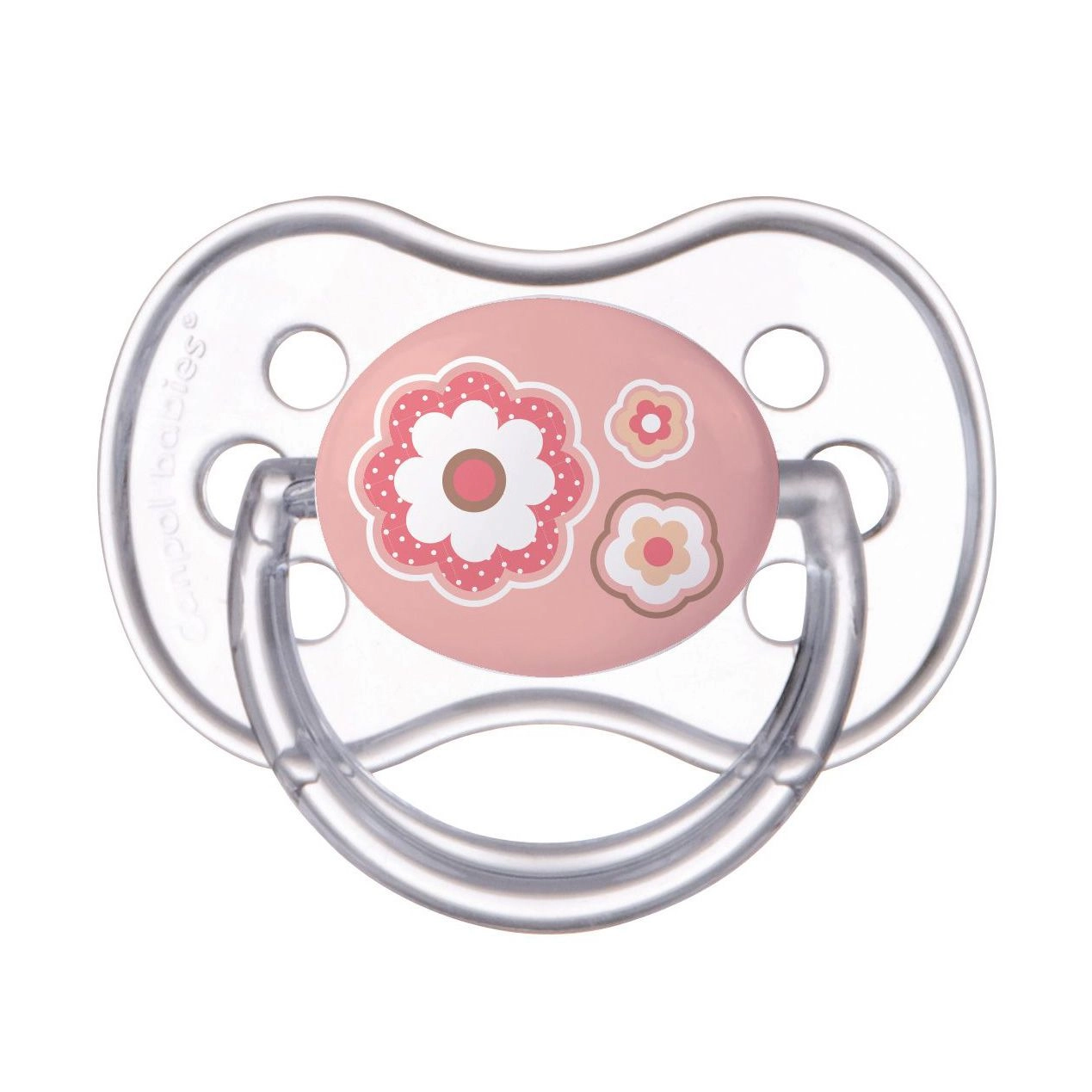 Canpol Babies Пустушка силіконова симіс етрична 0-6 міс Newborn baby рожеві квіти - фото N1
