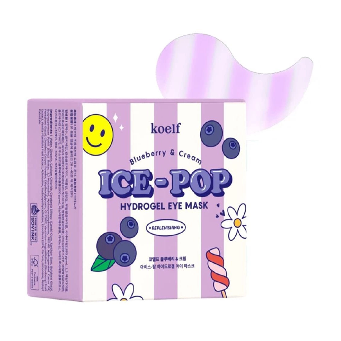 PETITFEE & KOELF Гідрогелеві патчі для шкіри навколо очей Blueberry & Cream Ice-Pop Hydrogel Eye Mask з лохиною та вершками, 60 шт - фото N1