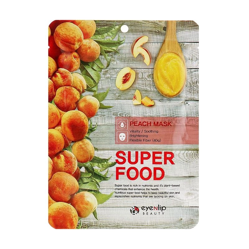 Тканинна маска для обличчя з екстрактом персика - Eyenlip Super Food Peach Mask, 23 мл, 1 шт - фото N1