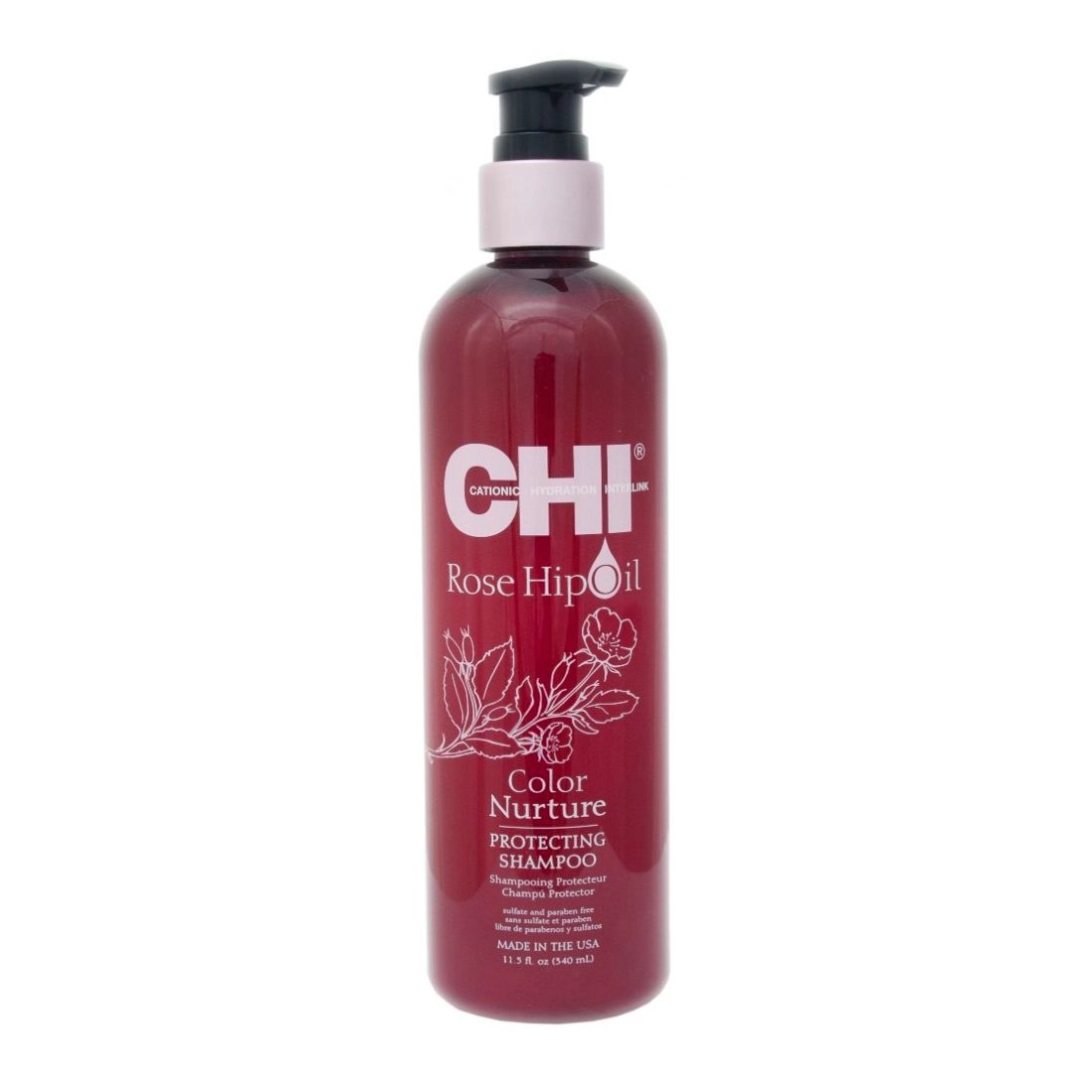 Защитный шампунь для окрашенных волос - CHI Rose Hip Oil Color Nurture Protecting Shampoo, 340 мл - фото N1