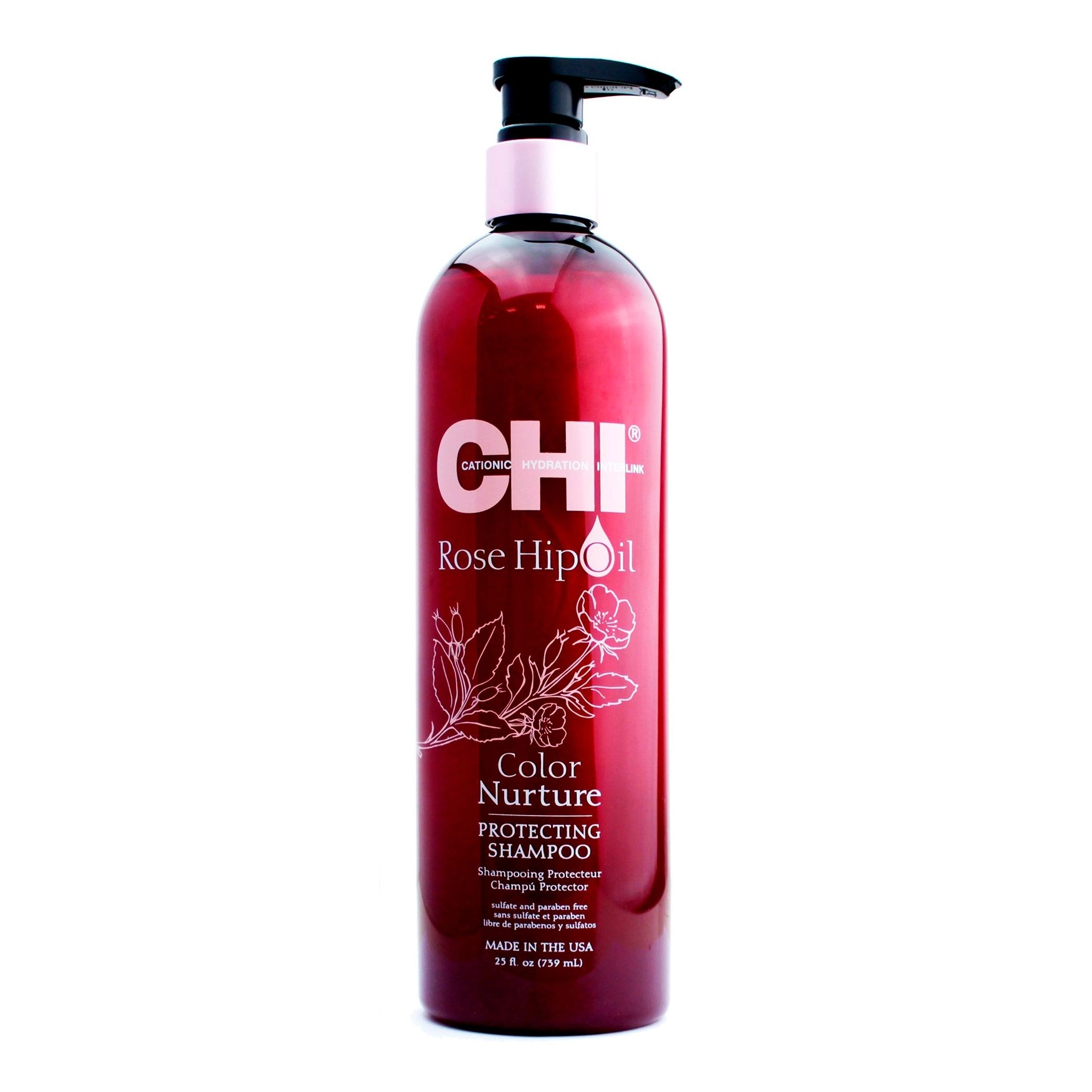 Захисний шампунь для фарбованого волосся - CHI Rose Hip Oil Color Nurture Protecting, 739 мл - фото N1