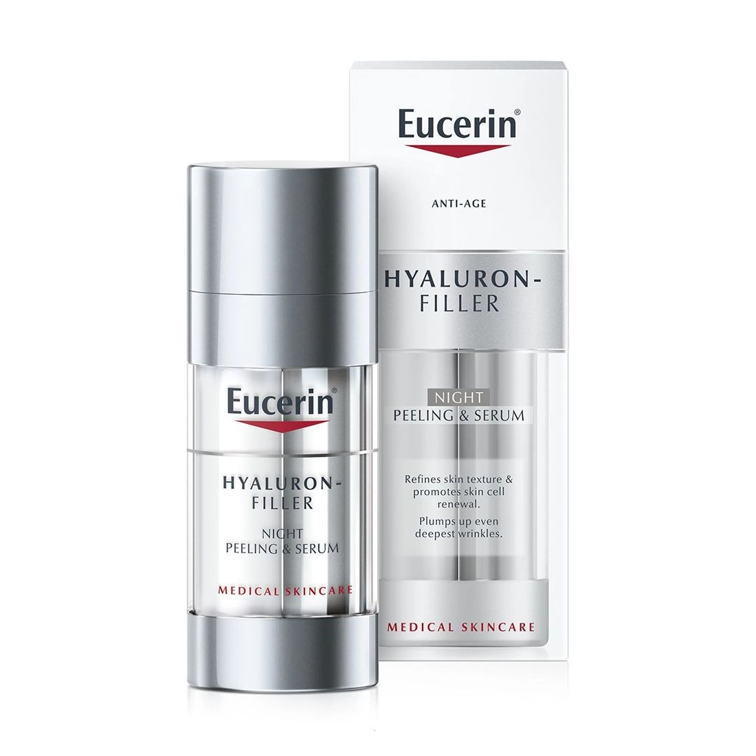 Eucerin Нічна сироватка та пілінг для обличчя Hyaluron-Filler Night Peeling & Serum, 30 мл - фото N1