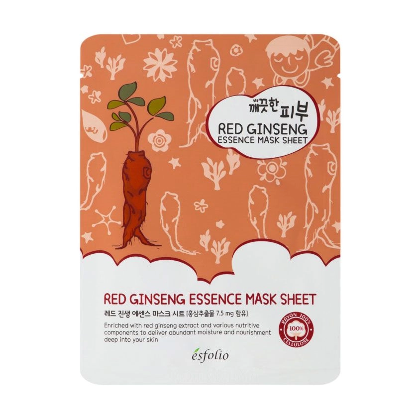 Esfolio Тканинна маска для обличчя Red Ginseng Essence Mask Sheet з червоним женьшенем, 25 мл - фото N1