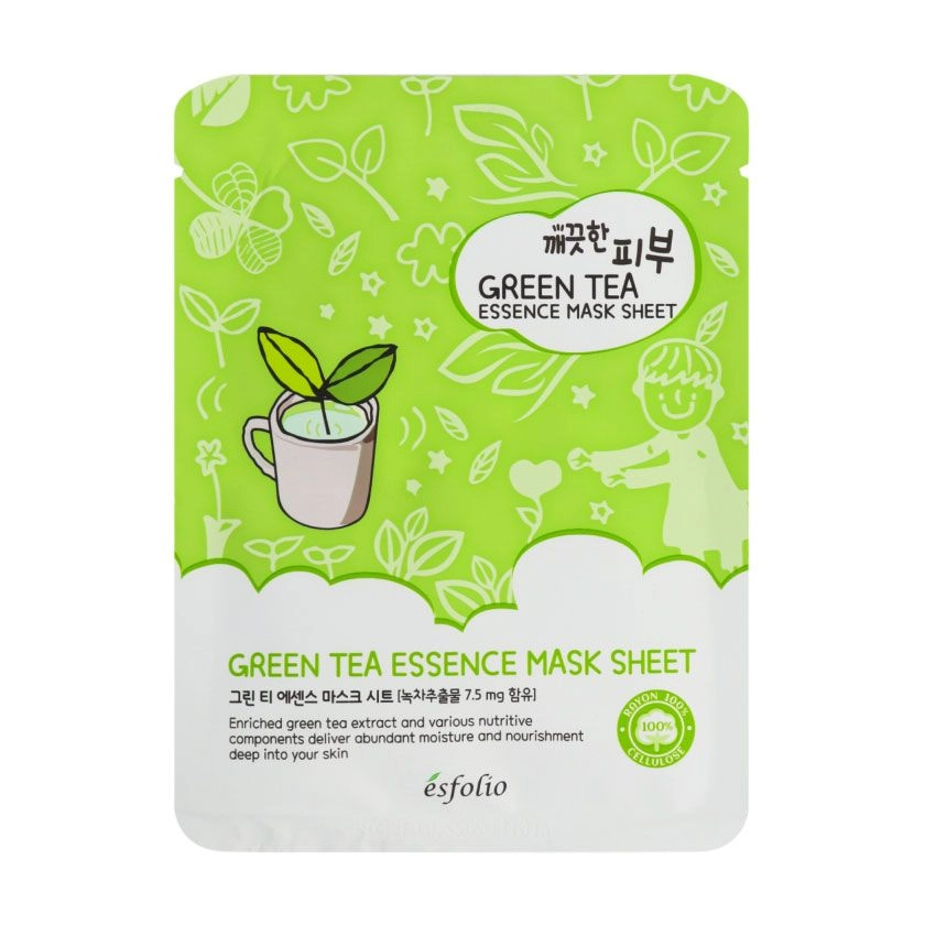 Esfolio Тканевая маска для лица Green Tea Essence Mask Sheet с зеленым чаем, 25 мл - фото N1