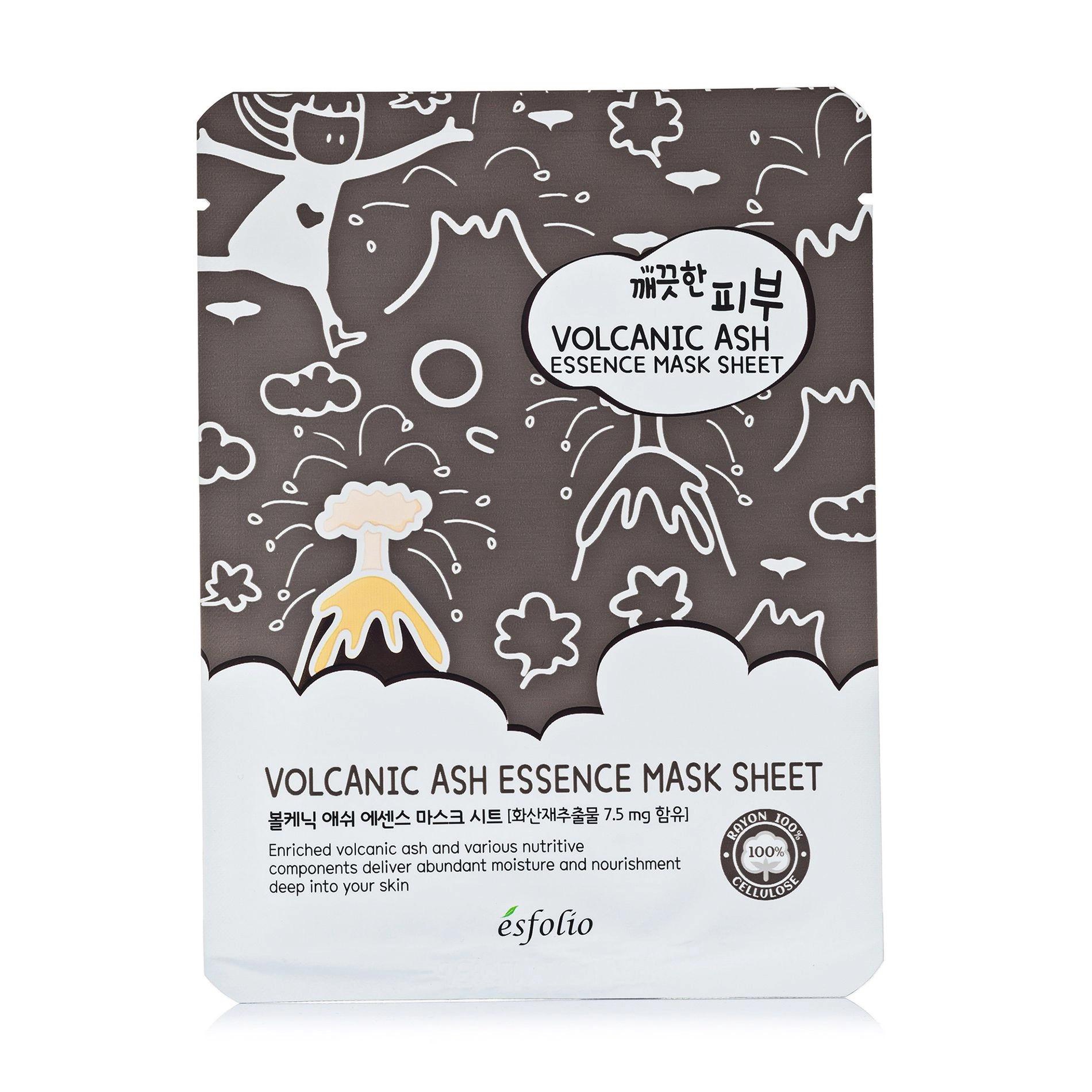 Esfolio Тканинна маска для обличчя Pure Skin Volcanic Ash Essence Mask Sheet з вулканічним попелом, 25 мл - фото N1