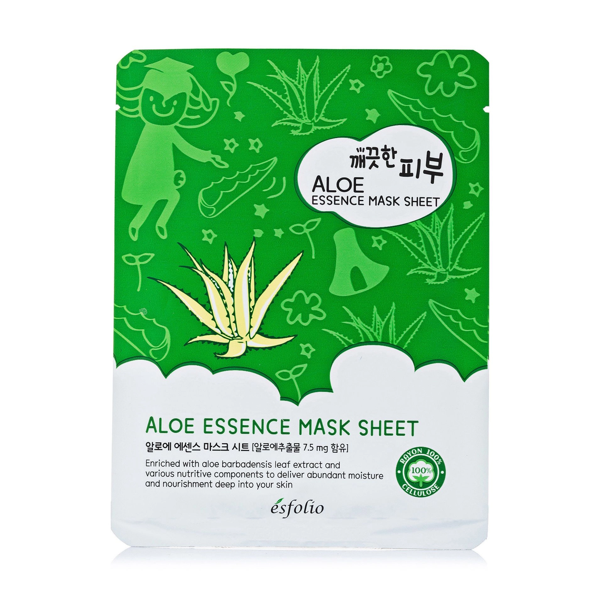 Esfolio Тканевая маска для лица Pure Skin Aloe Essence Mask Sheet с алоэ вера, 25 мл - фото N1