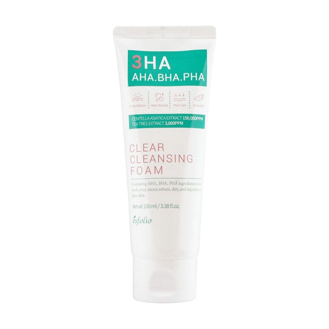 Esfolio Пінка для вмивання обличчя 3НА Clear Cleansing Foam з AHA, BHA, PHA кислотами, 100 мл - фото N1