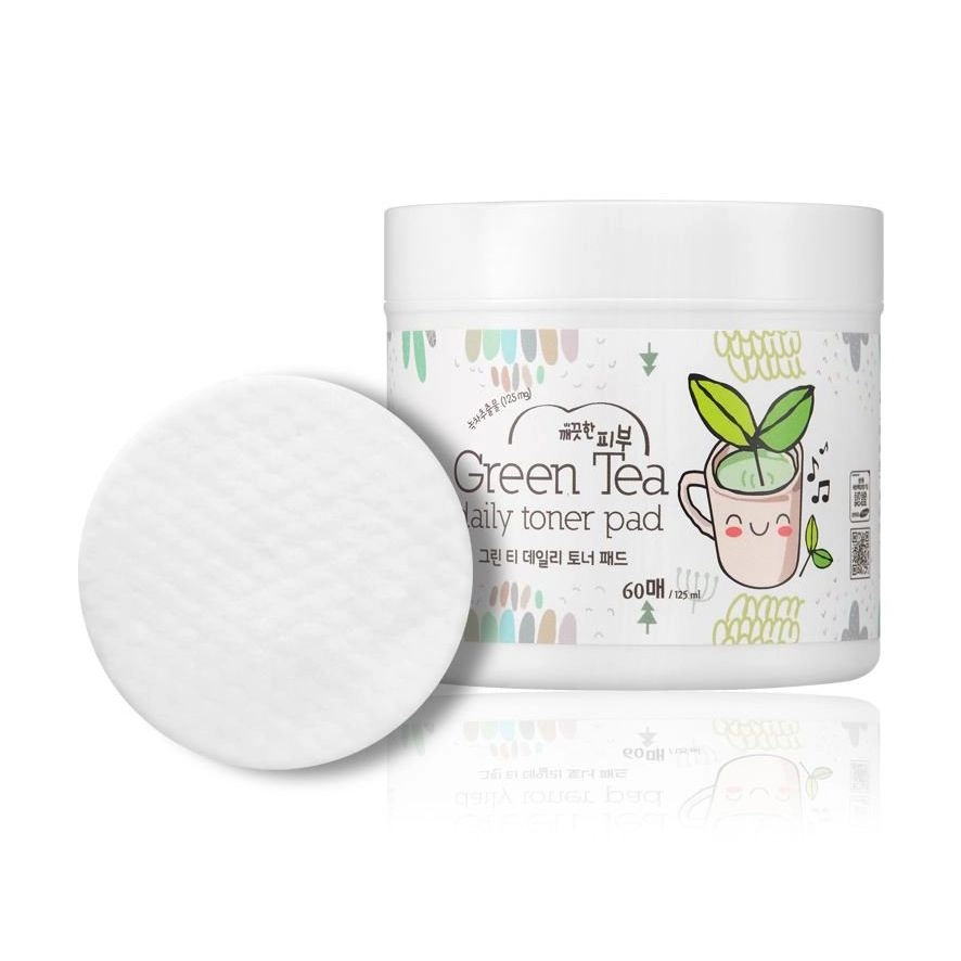 Esfolio Спонжи для обличчя Pure Skin Green Tea Daily Toner Pad очищувальні, з екстрактом зеленого чаю, 60 шт - фото N1