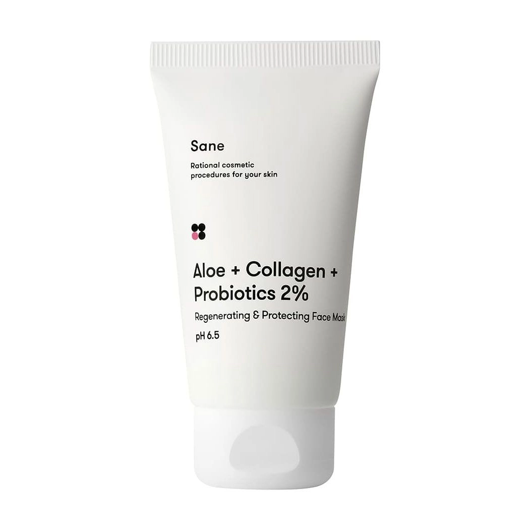 Sane Маска для лица Aloe + Collagen + Probiotics 2% Regenerating Protecting Face Mask, 75 мл - фото N1