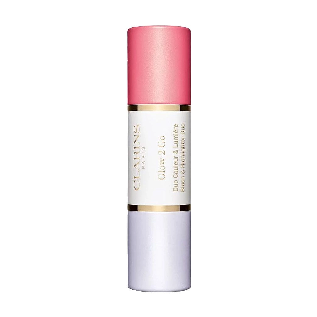 Clarins Румяна-хайлайтер для лица Glow 2 Go Blush & Highlighter Duo, 01 Glowy Pink, 9 г - фото N2