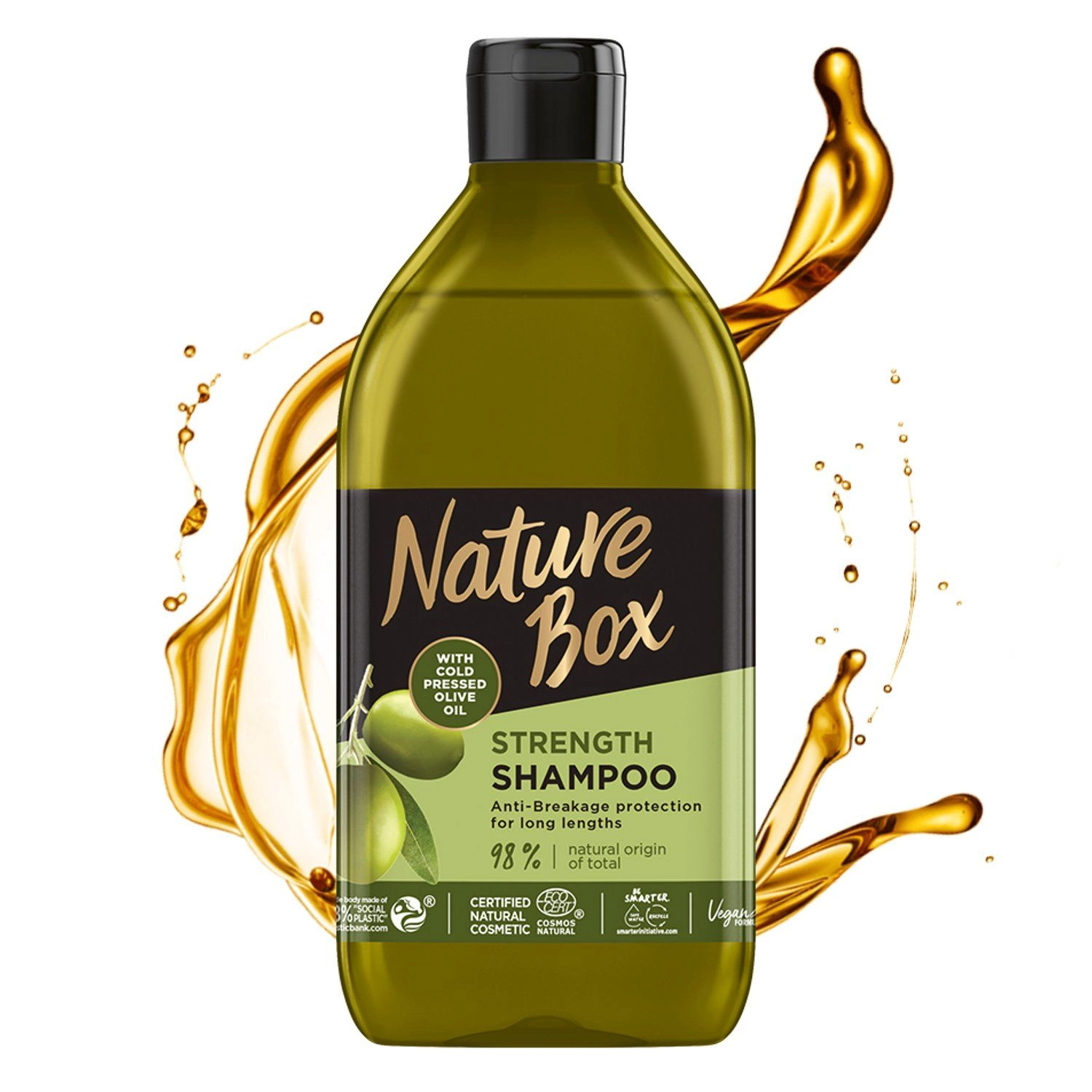 Укрепляющий шампунь для волос с оливковым маслом холодного отжима - Nature Box Strength Shampoo, 385 мл - фото N3