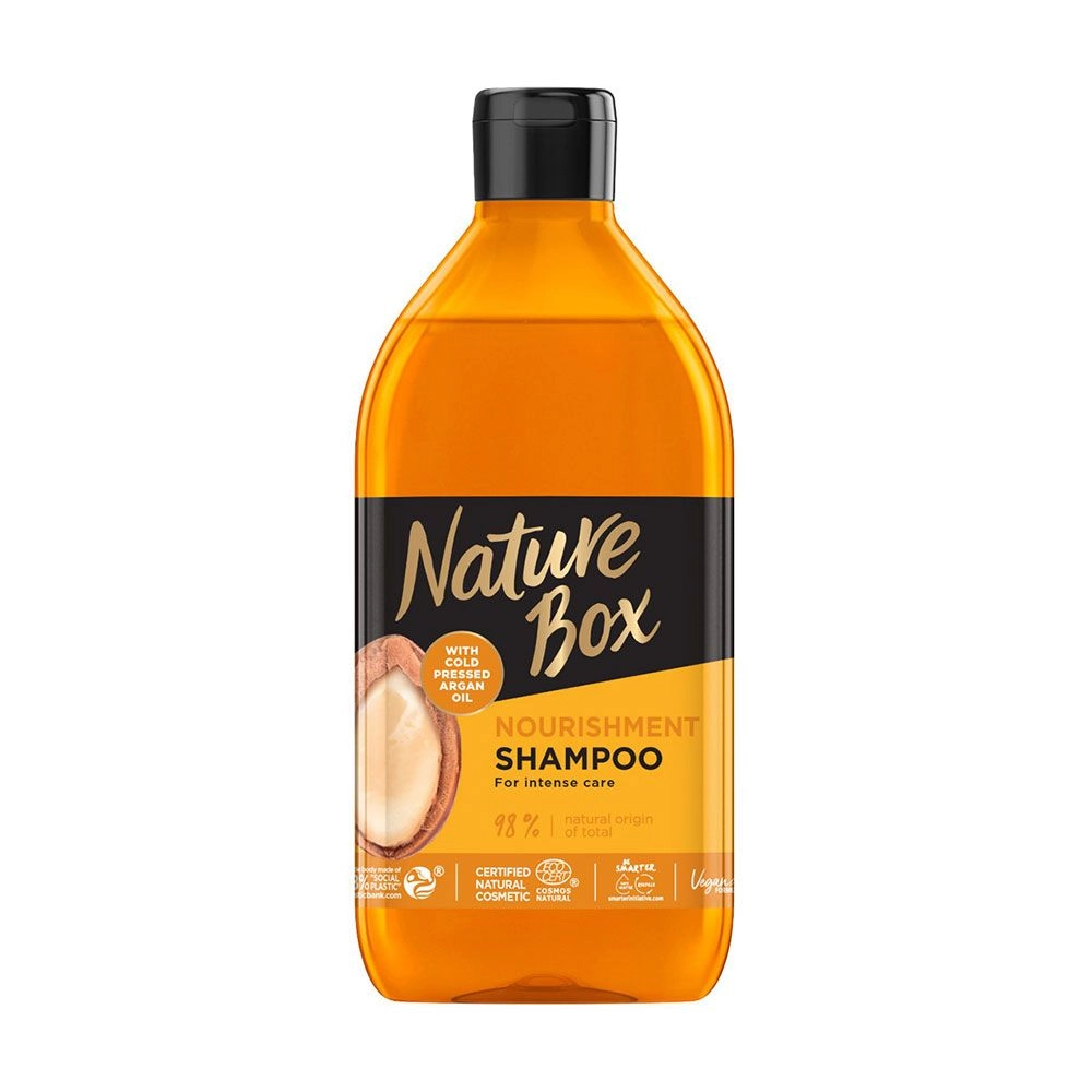 Питательный шампунь для волос с аргановым маслом холодного отжима - Nature Box Nourishment Shampoo, 385 мл - фото N1