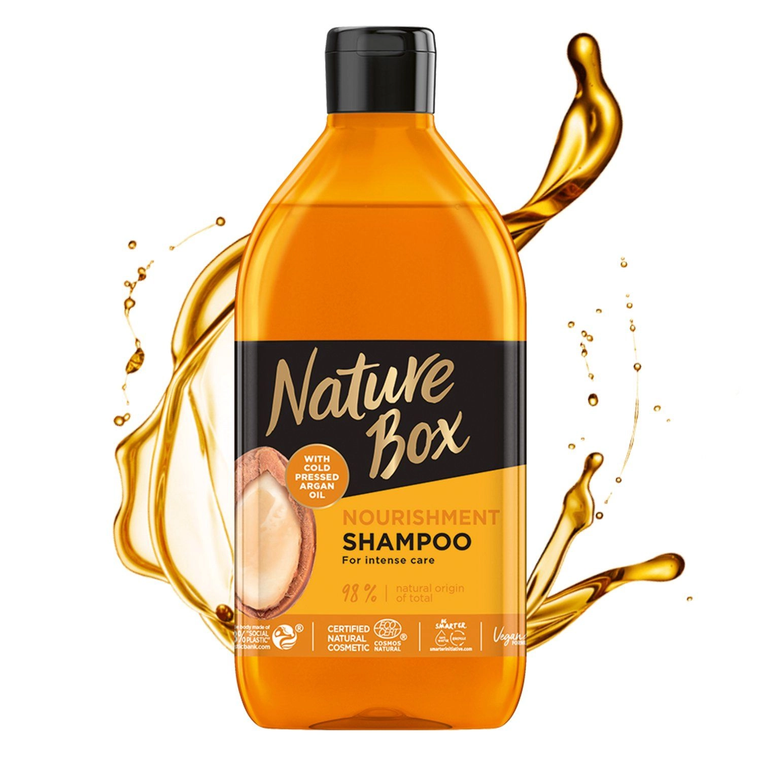 Питательный шампунь для волос с аргановым маслом холодного отжима - Nature Box Nourishment Shampoo, 385 мл - фото N3
