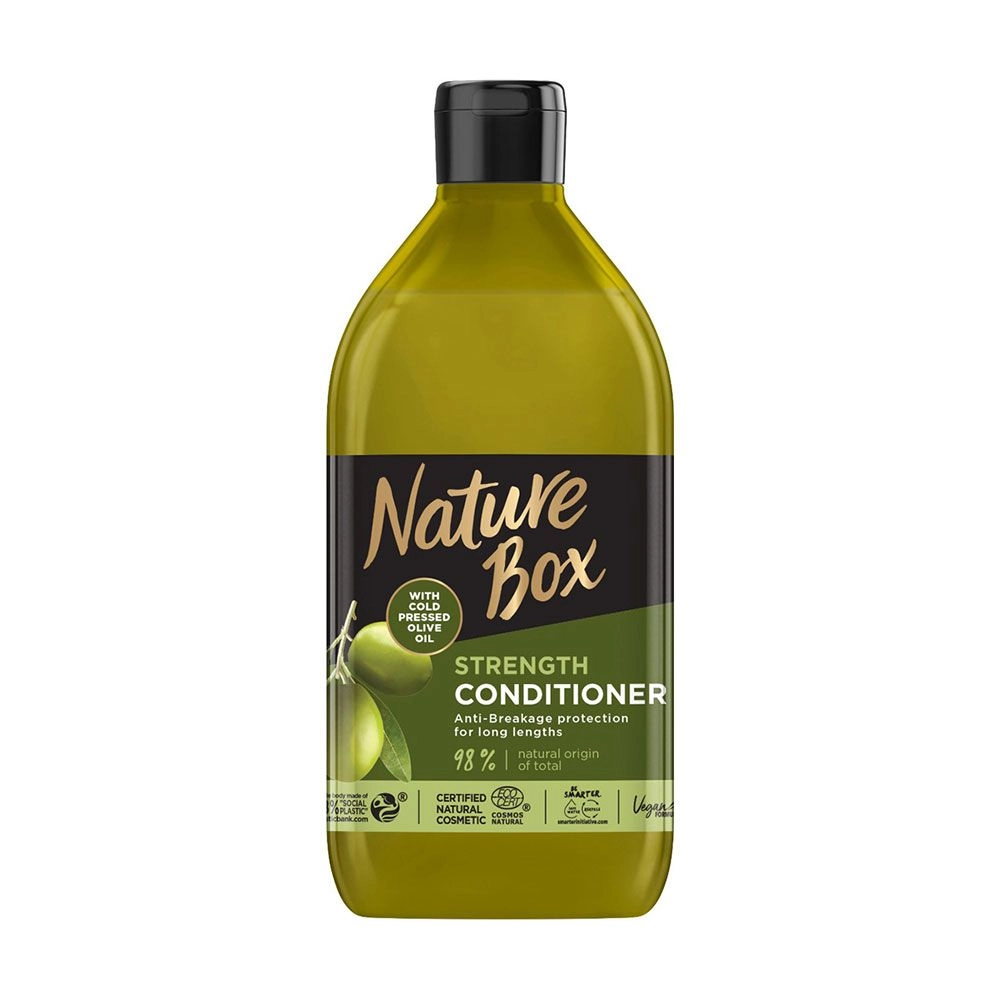 Укрепляющий бальзам для волос с оливковым маслом холодного отжима - Nature Box Strength Conditioner, 385 мл - фото N1