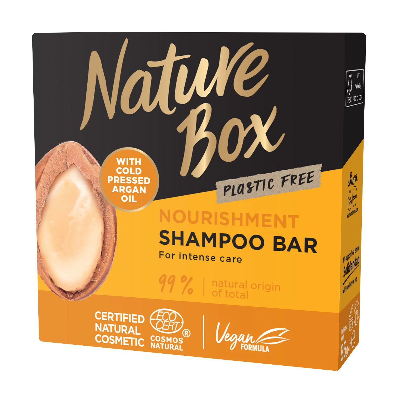 Питательный твердый шампунь для волос с аргановым маслом холодного отжима - Nature Box Nourishment Shampoo Bar, 85 г - фото N2