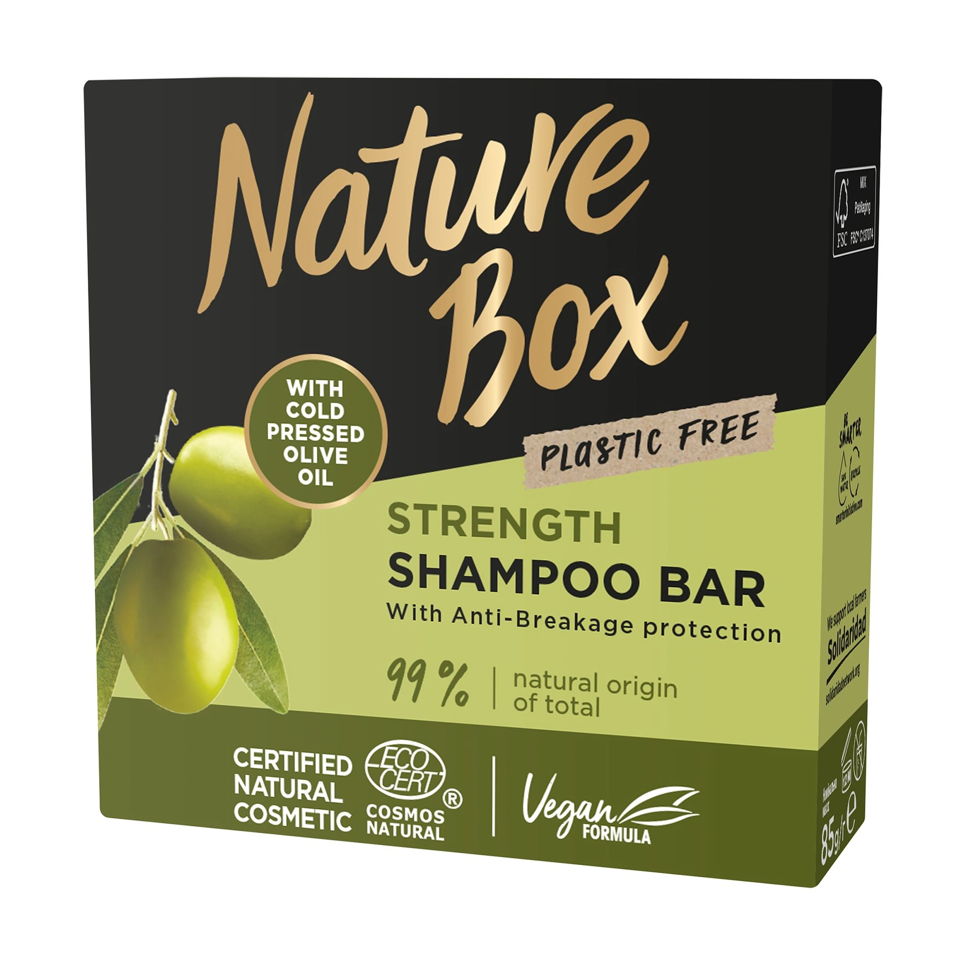 Nature Box Твердый шампунь для волос Strength Shampoo Bar With Cold Pressed Olive Oil для длинных и ломких волос, 85 г - фото N2