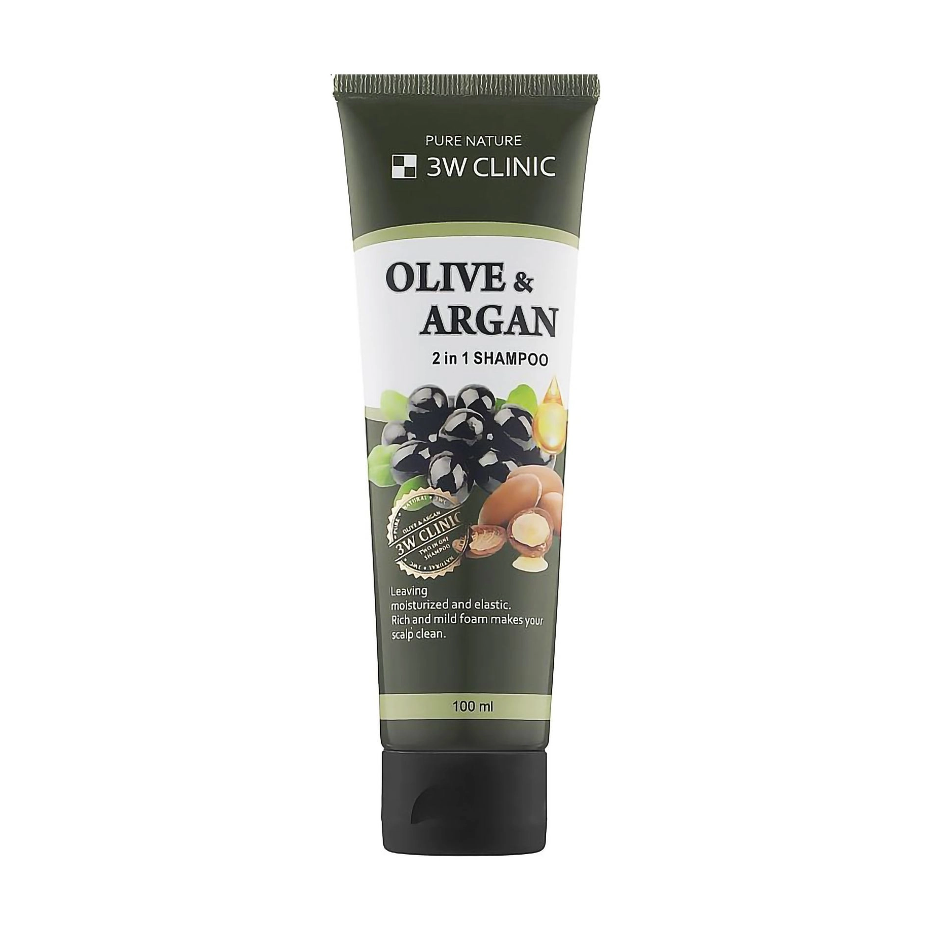 3W Clinic Шампунь для пошкодженого волосся Olive & Argan 2 in 1 Shampoo з олією аргани та оливи - фото N1