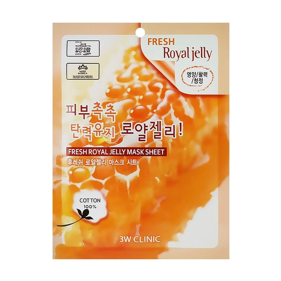 3W Clinic Тканинна маска для обличчя Fresh Royal Jelly Mask Sheet з маточним молочком, 1 шт - фото N1