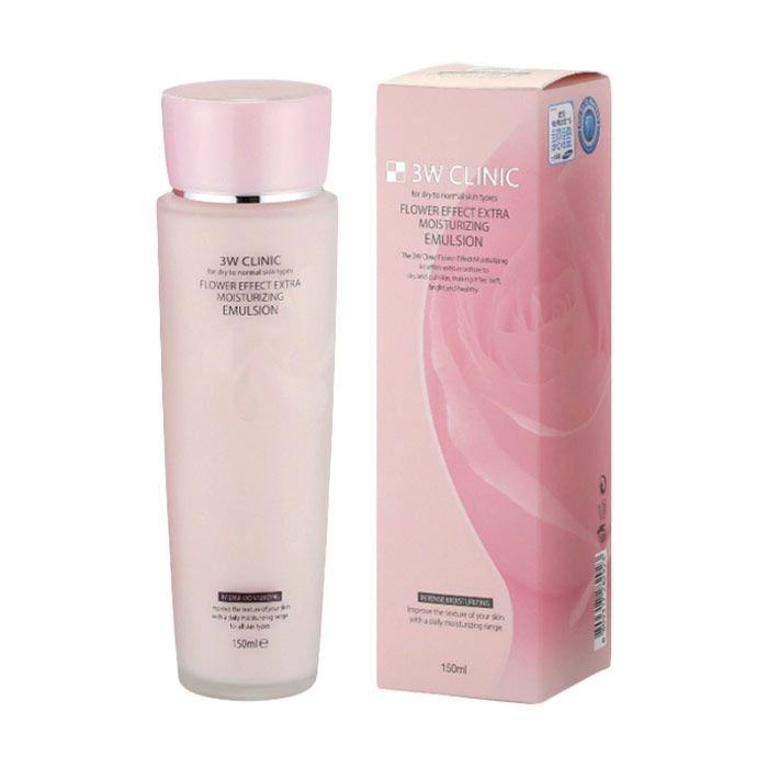 3W Clinic Увлажняющая эмульсия для лица Flower Effect Extra Moisturizing Emulsion с цветочными экстрактами, 150 мл - фото N1