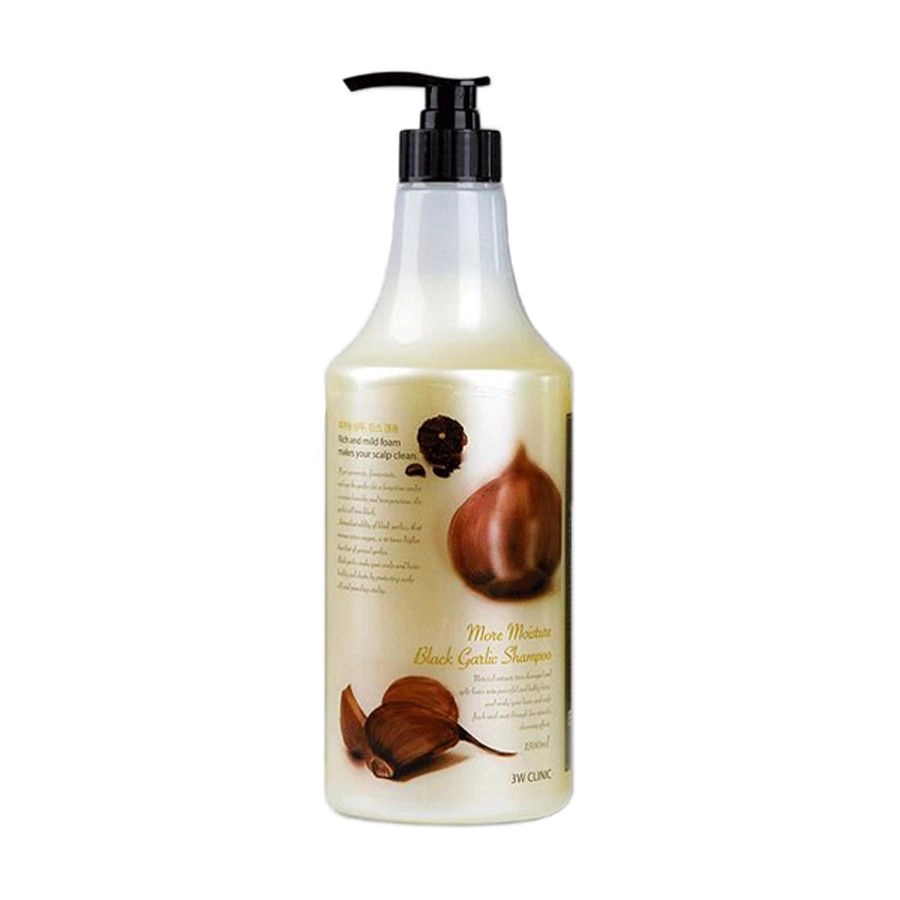 3W Clinic Увлажняющий шампунь для волос More Moisture Black Garlic Shampoo с экстрактом чёрного чеснока, 1.5 л - фото N1