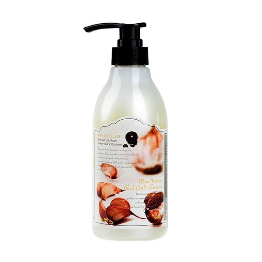 3W Clinic Увлажняющий шампунь для волос More Moisture Black Garlic Shampoo с экстрактом чёрного чеснока, 500 мл - фото N1